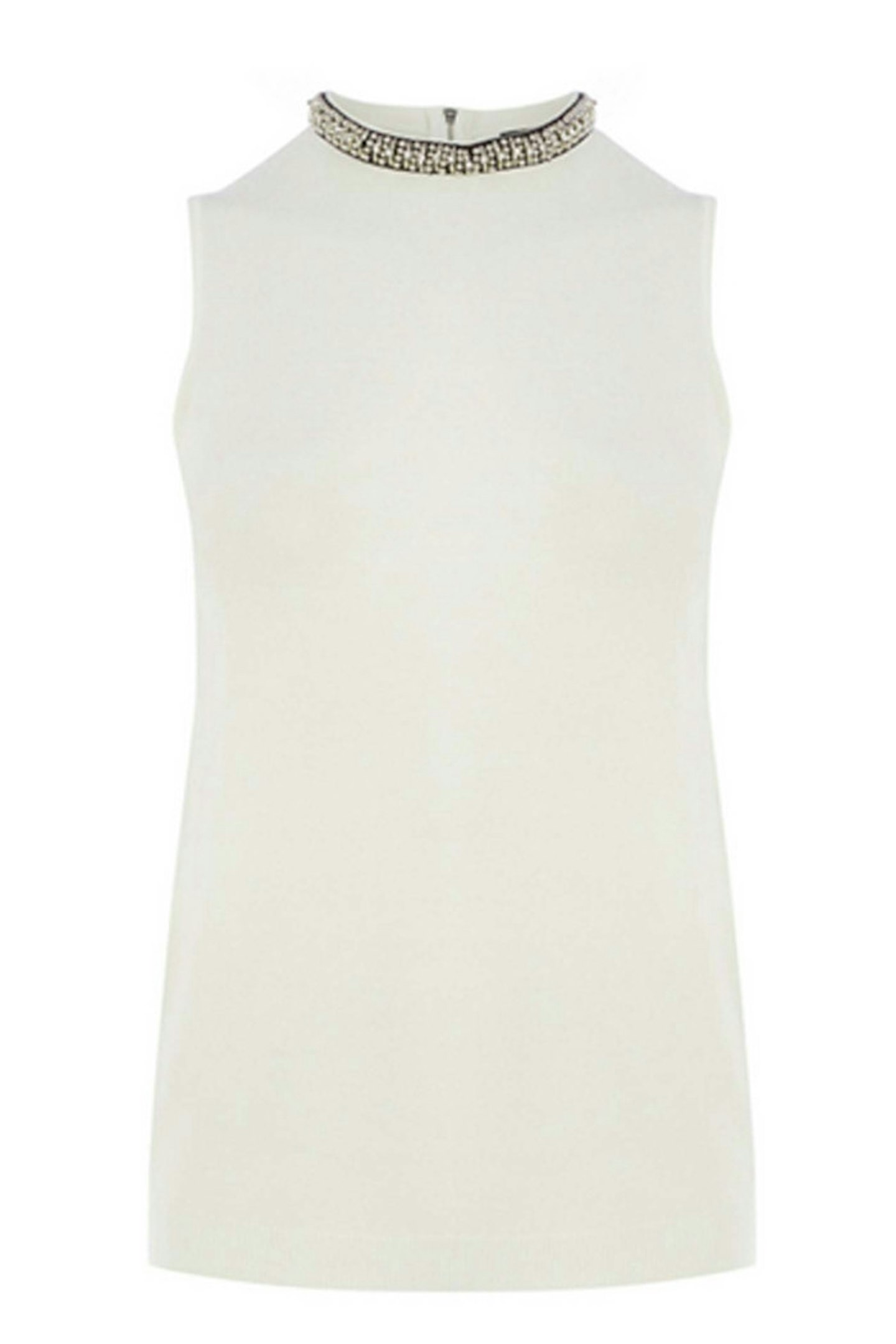 37. White bead neck top, £38, Warehouse