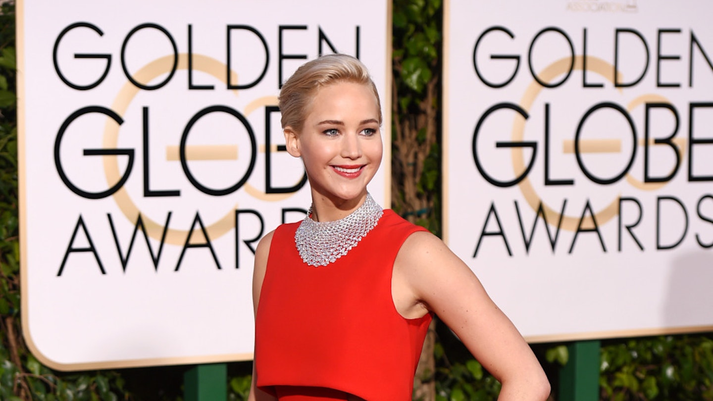 Jennifer Lawrence wears Dior at the Golden Globe awards