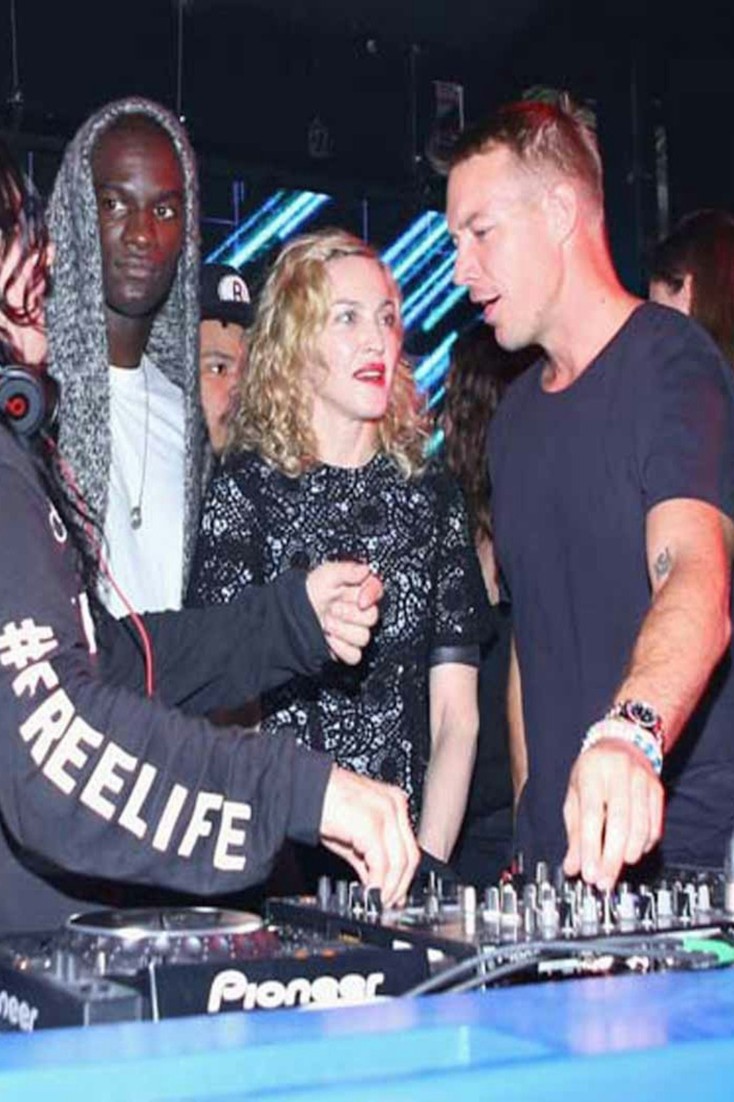 Skrillex, Madonna and Diplo at the Jeremy Scott show afterparty