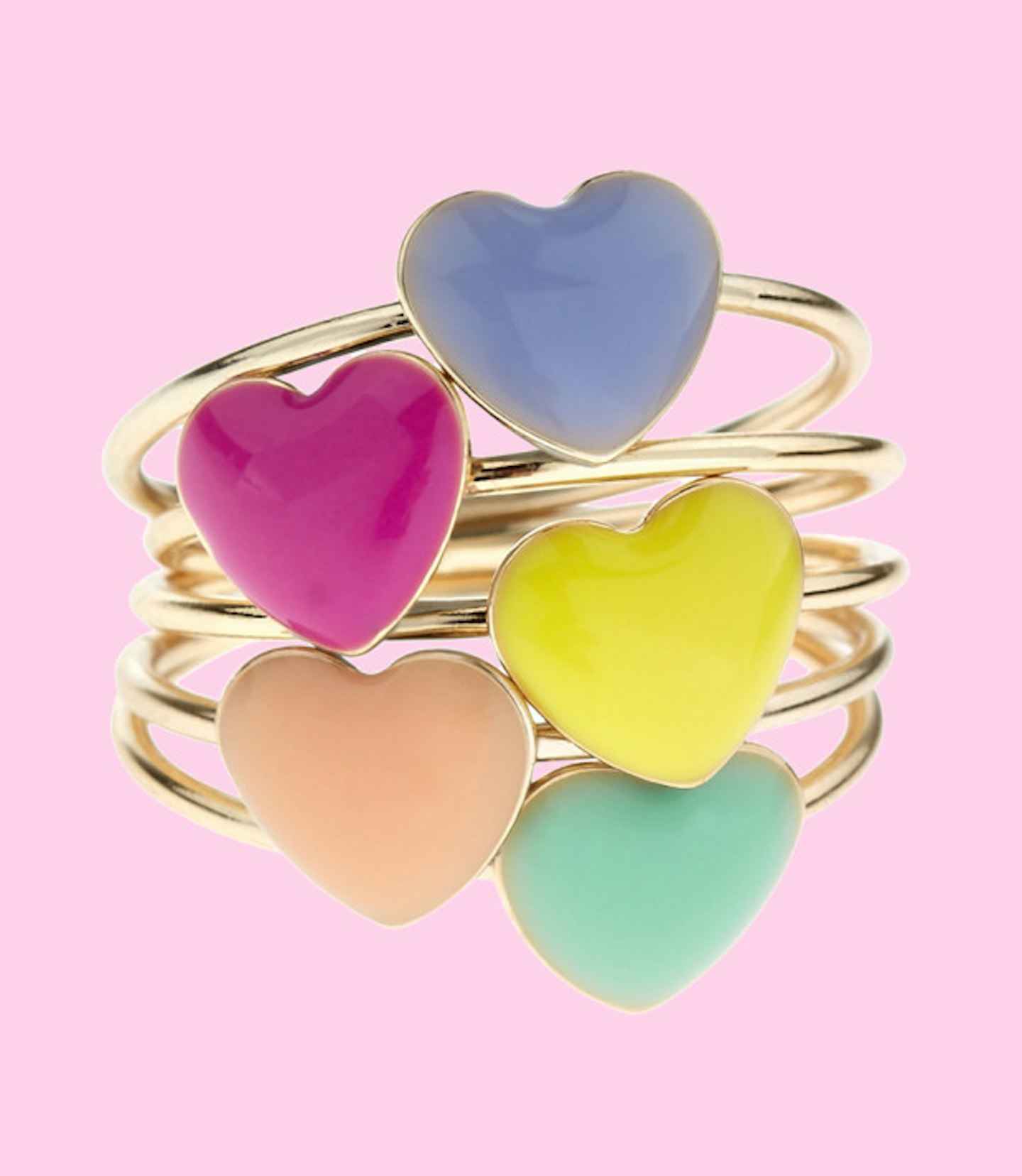 Multicoloured heart stacking ring
