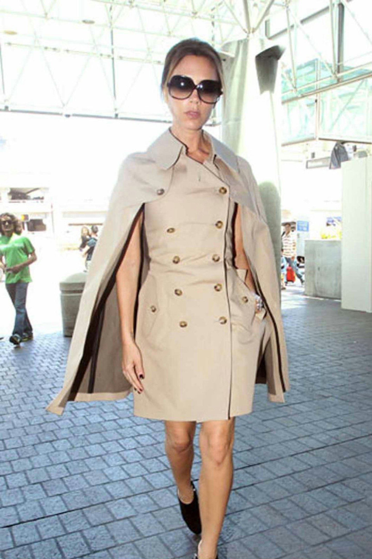 Victoria Beckham style los angeles airport trench dress