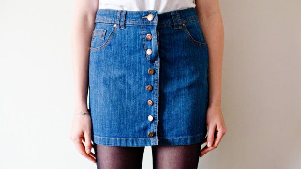 Diy denim best sale skirt with buttons