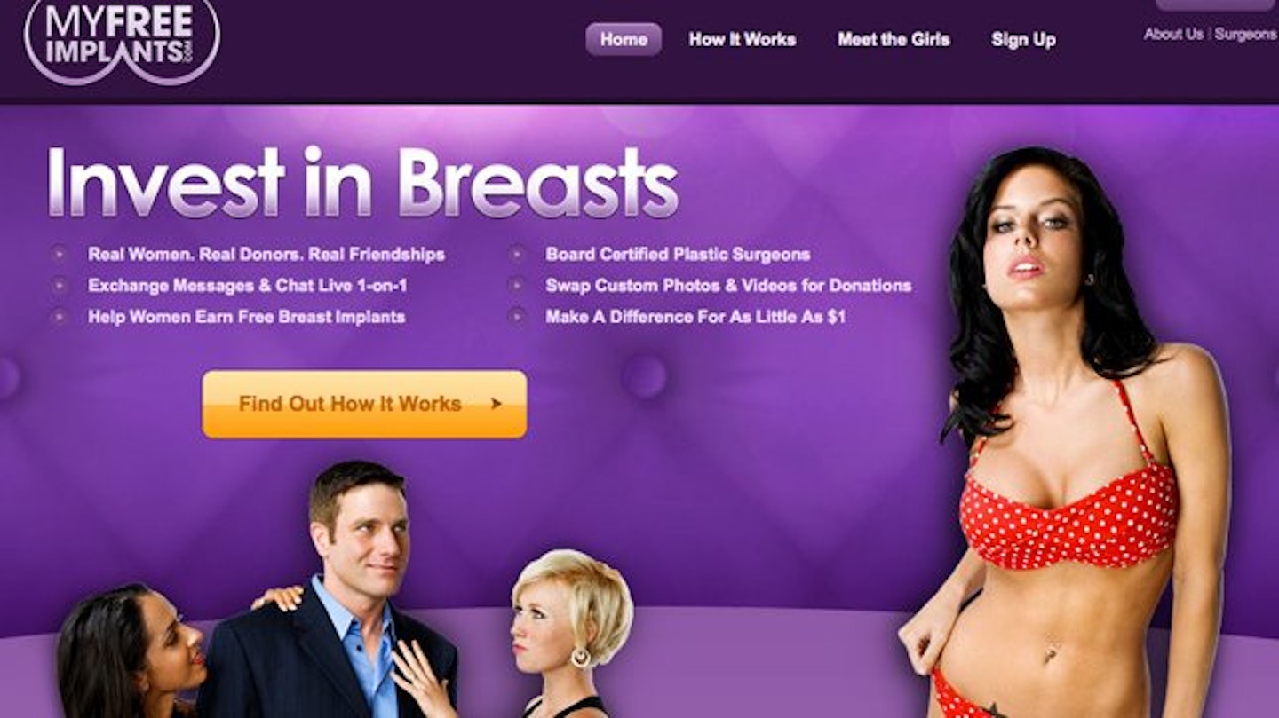 The site promises to help women to find a 'free boob job'
