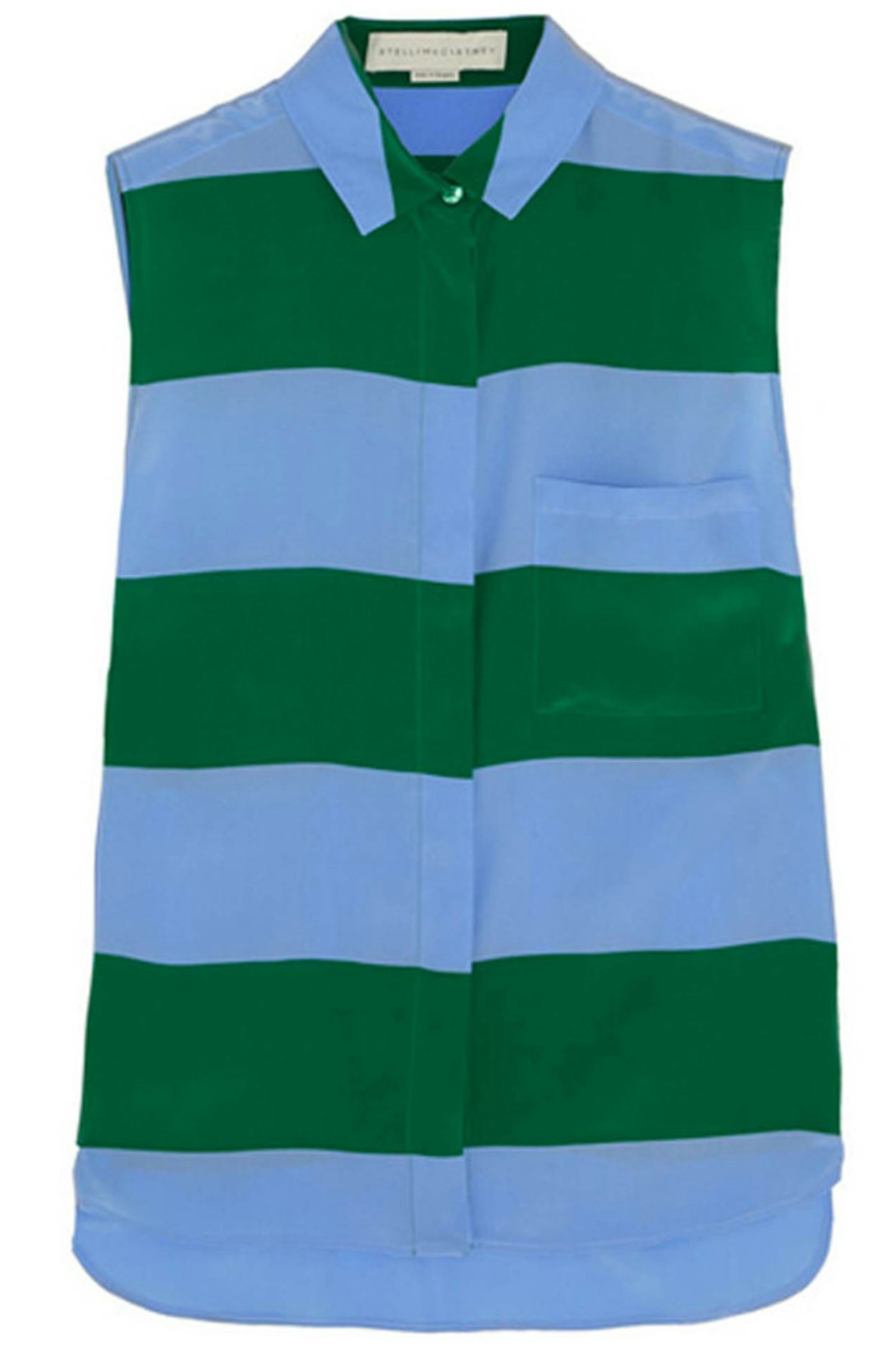 47. Blue and green sleeveless shirt, £525, Stella McCartney at Net-A-Porter