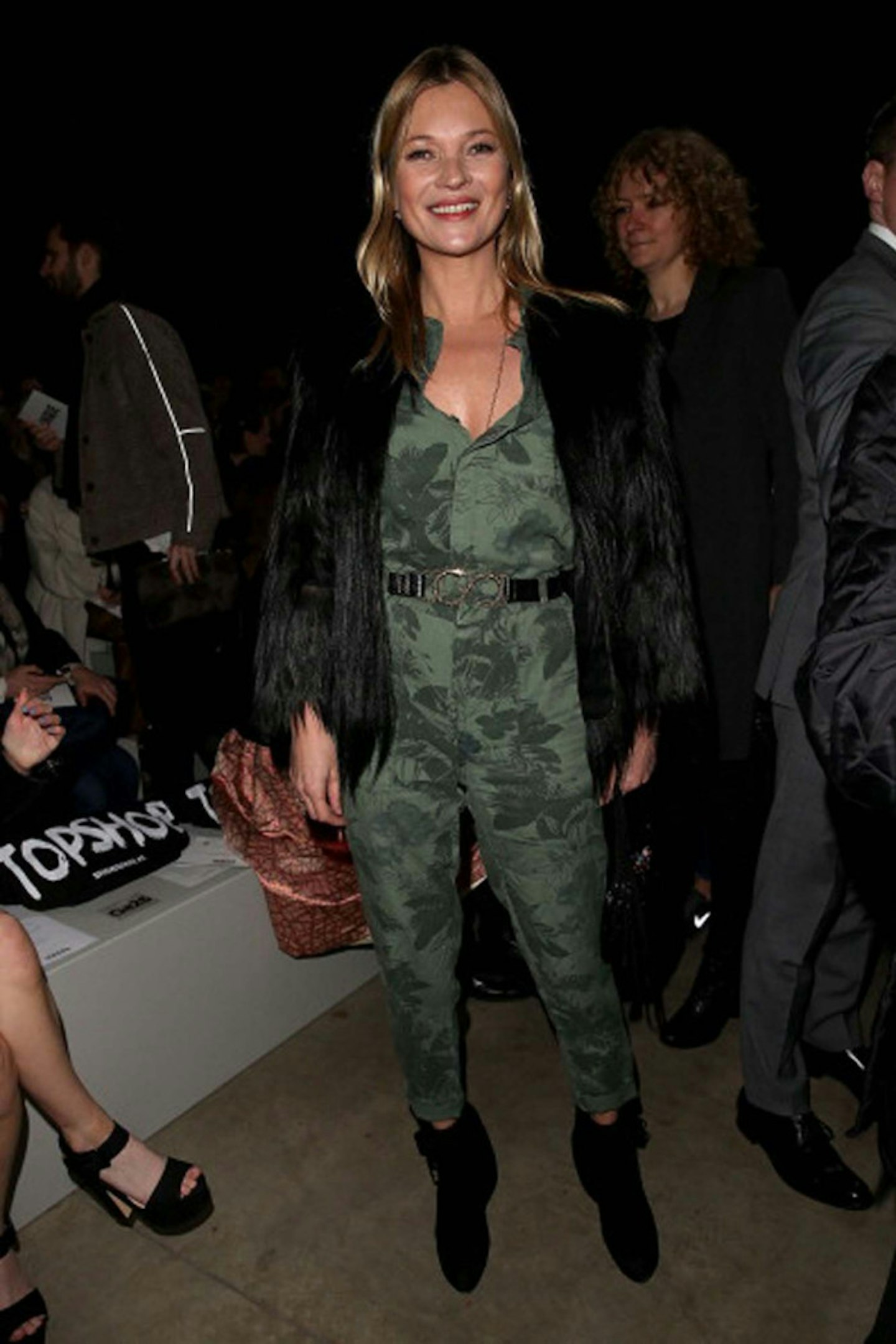Kate Moss attends the Topshop Unique show at London Fashion Week AW14 at Tate Modern, 16 February 2014