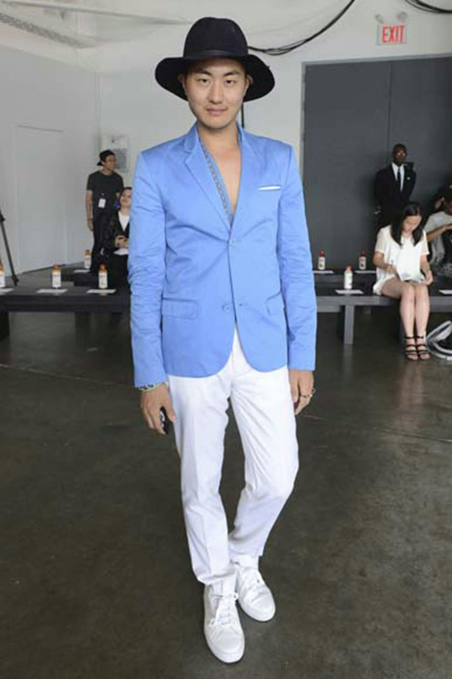 WWD men's reporter David Yi at Kye runway show