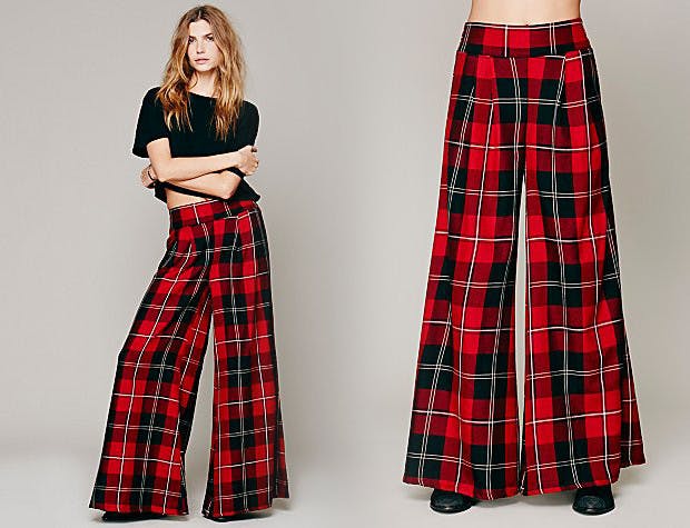 Red plaid sales palazzo pants