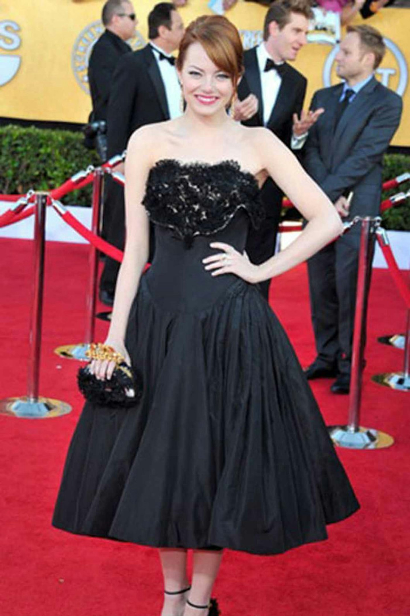 Emma Stone style alexander mcqueen black dress sagas