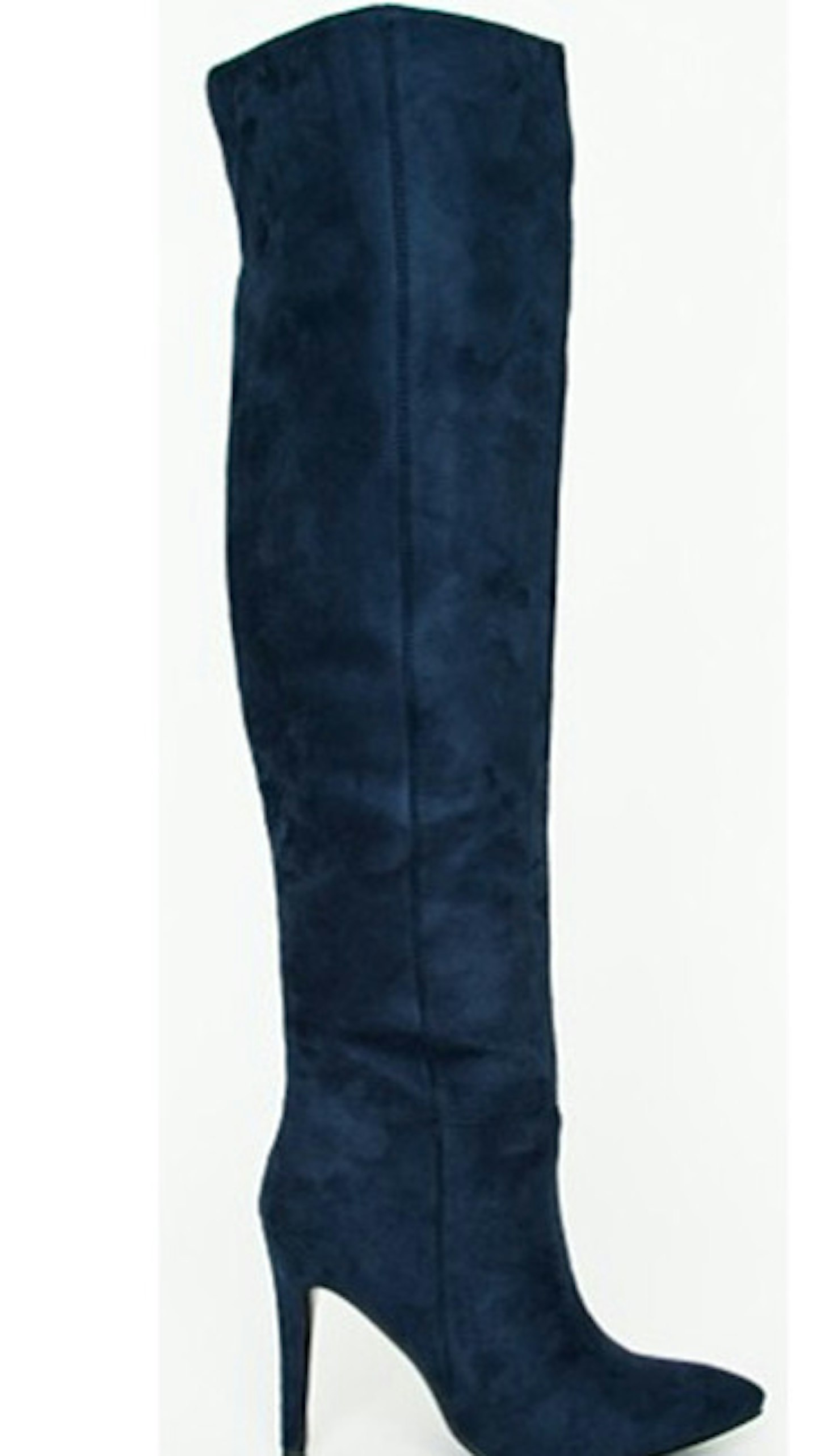 Kate Faux Suede Knee High Heeled Boots Navy £39.99 Missguided