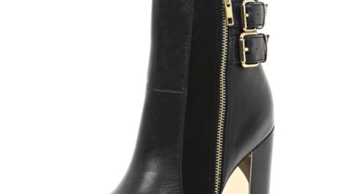 River Island, Black metal trim block heel ankle boots - £75.00