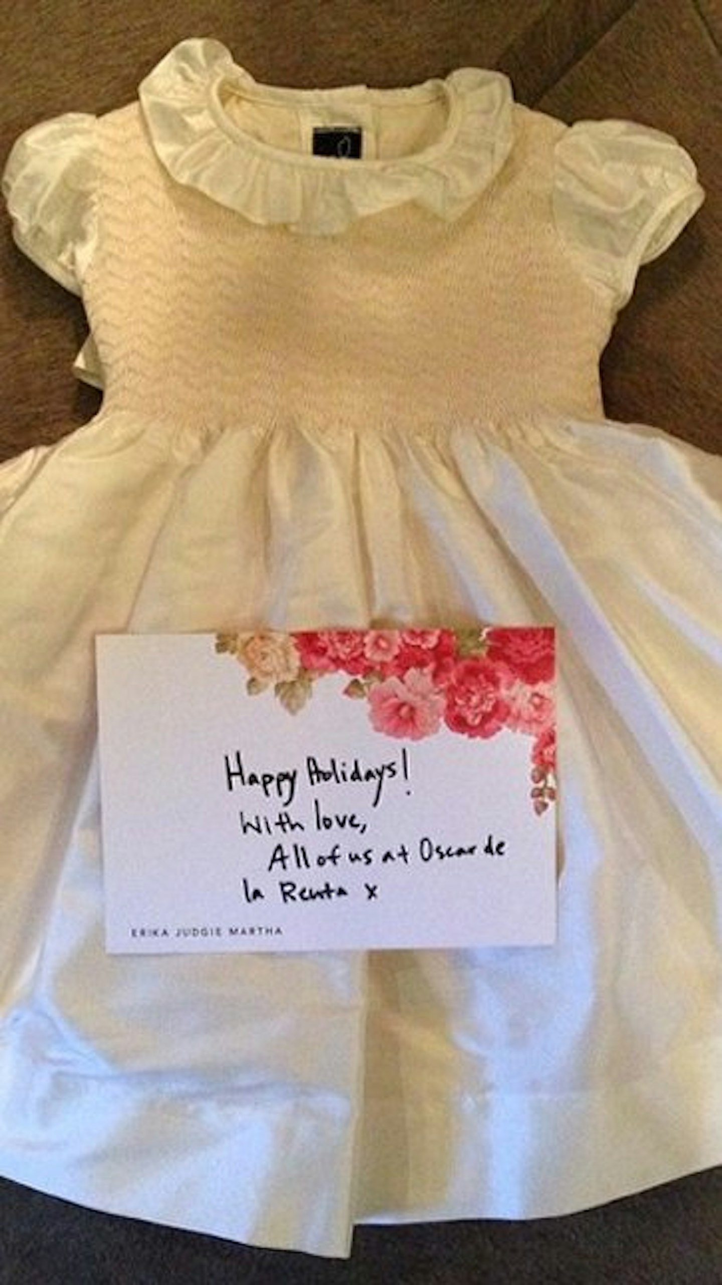 North received this dress from Oscar de la Renta.