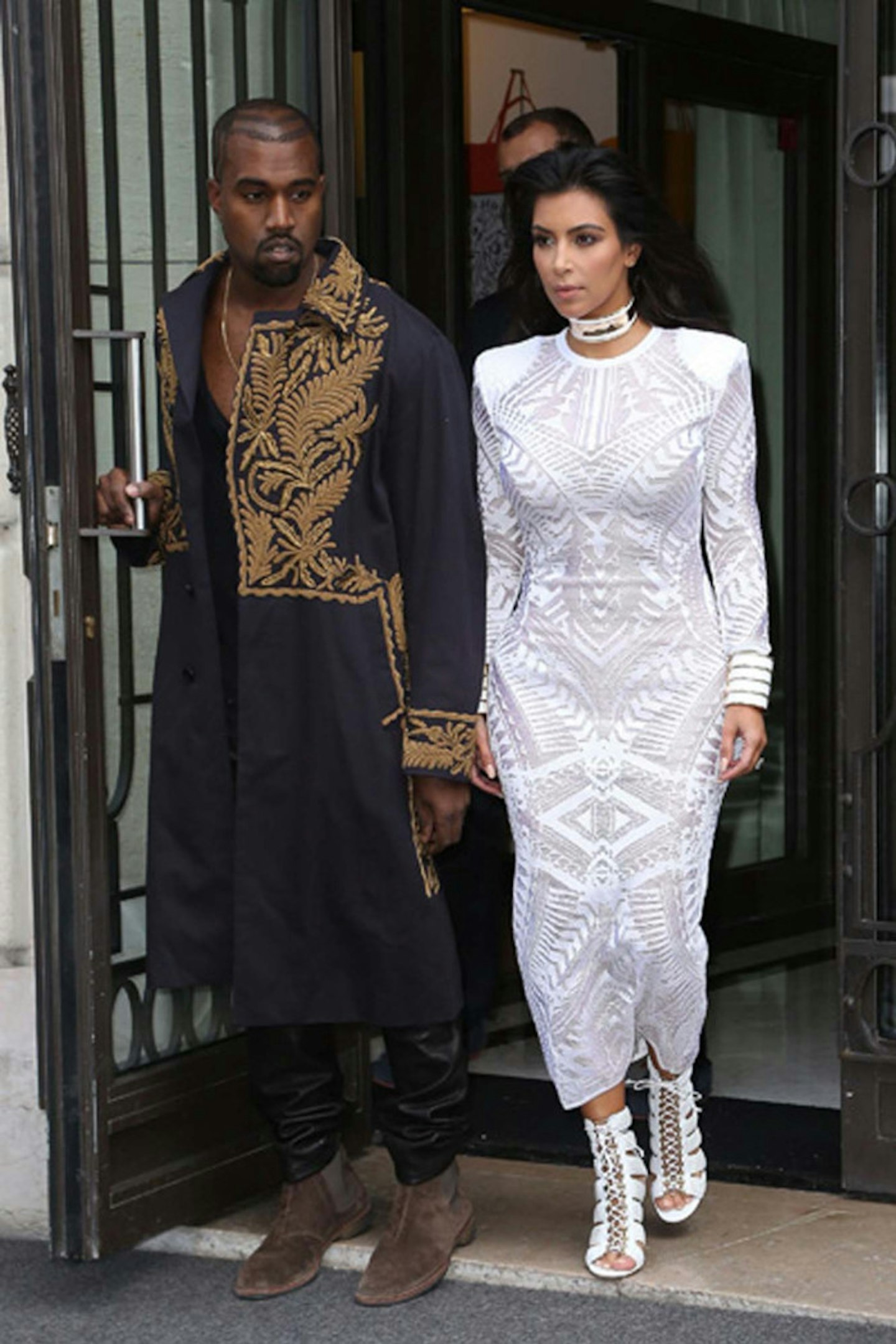 Kim Kardashian and Kanye West at Balmain