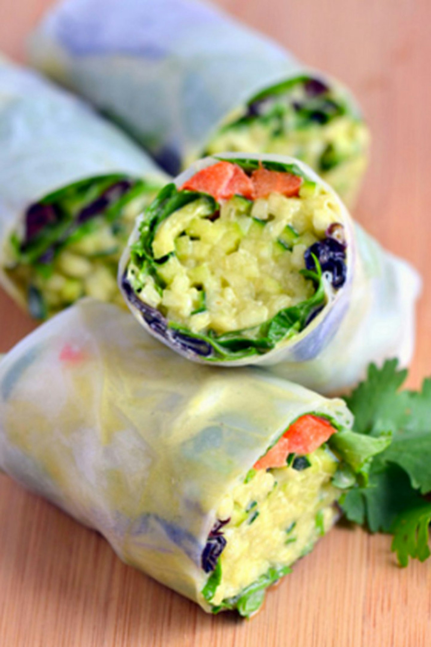 3. Zucchini Rolls With Sunflower Coriander Sauce.