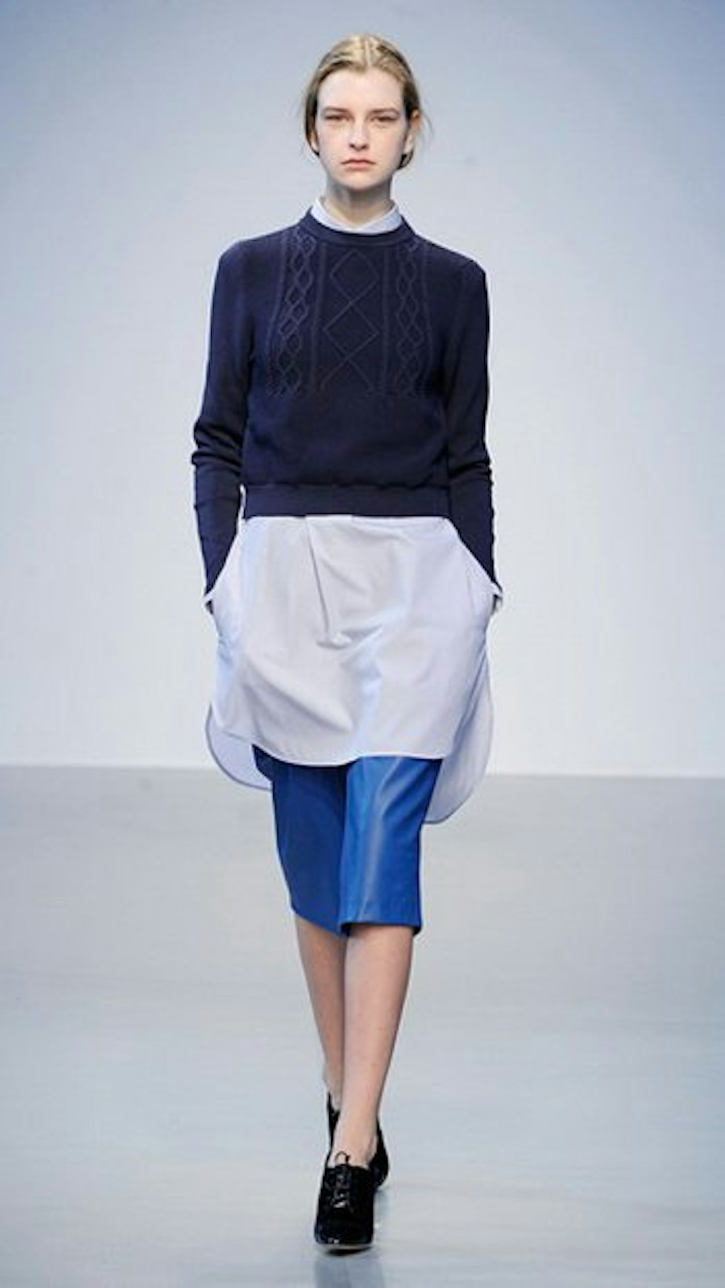 The Cropped Navy Cable Knit Take Two