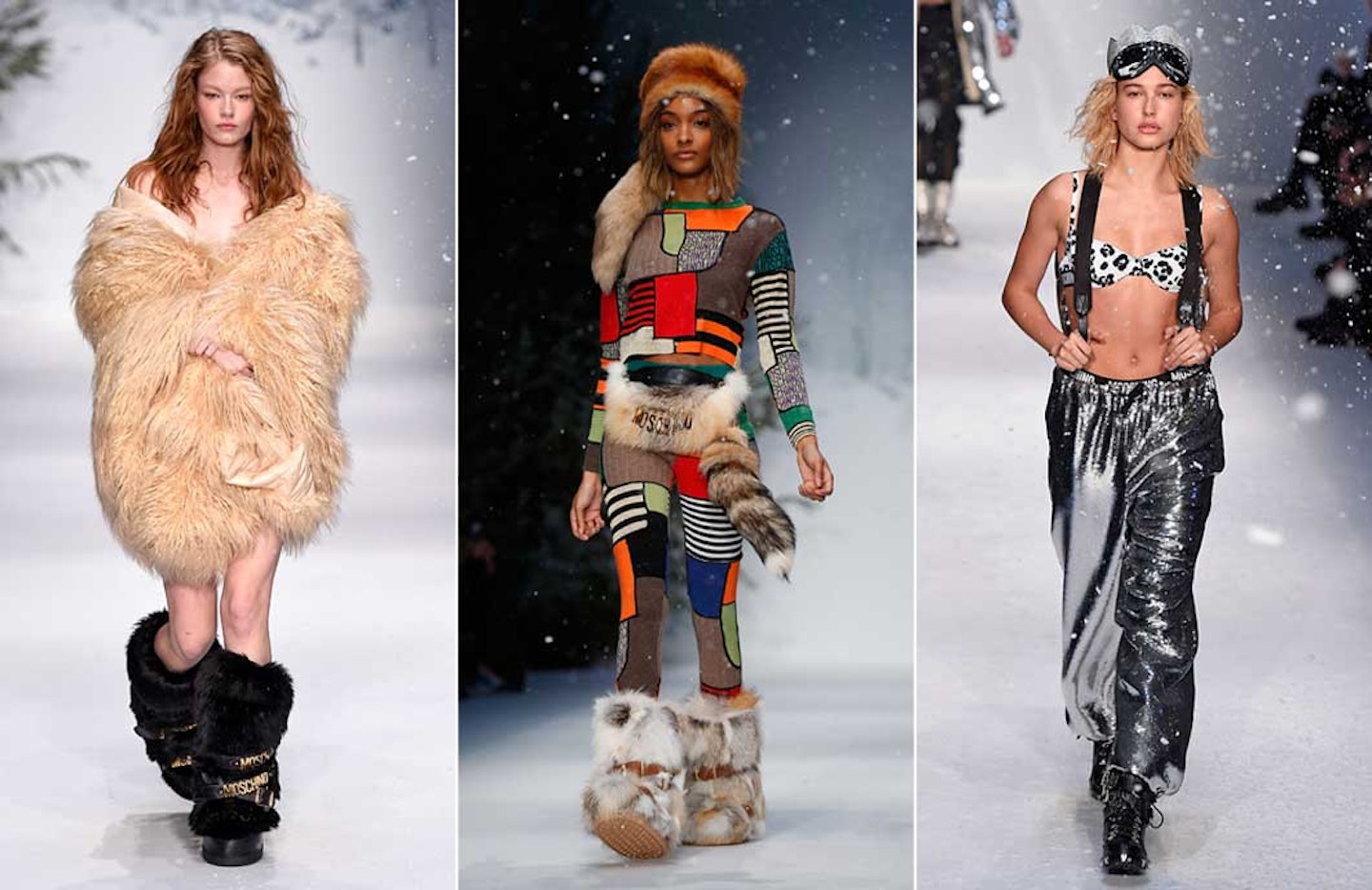Holly May Saker, Jourdan Dunn and Hailey Baldwin at Moschino [Getty]