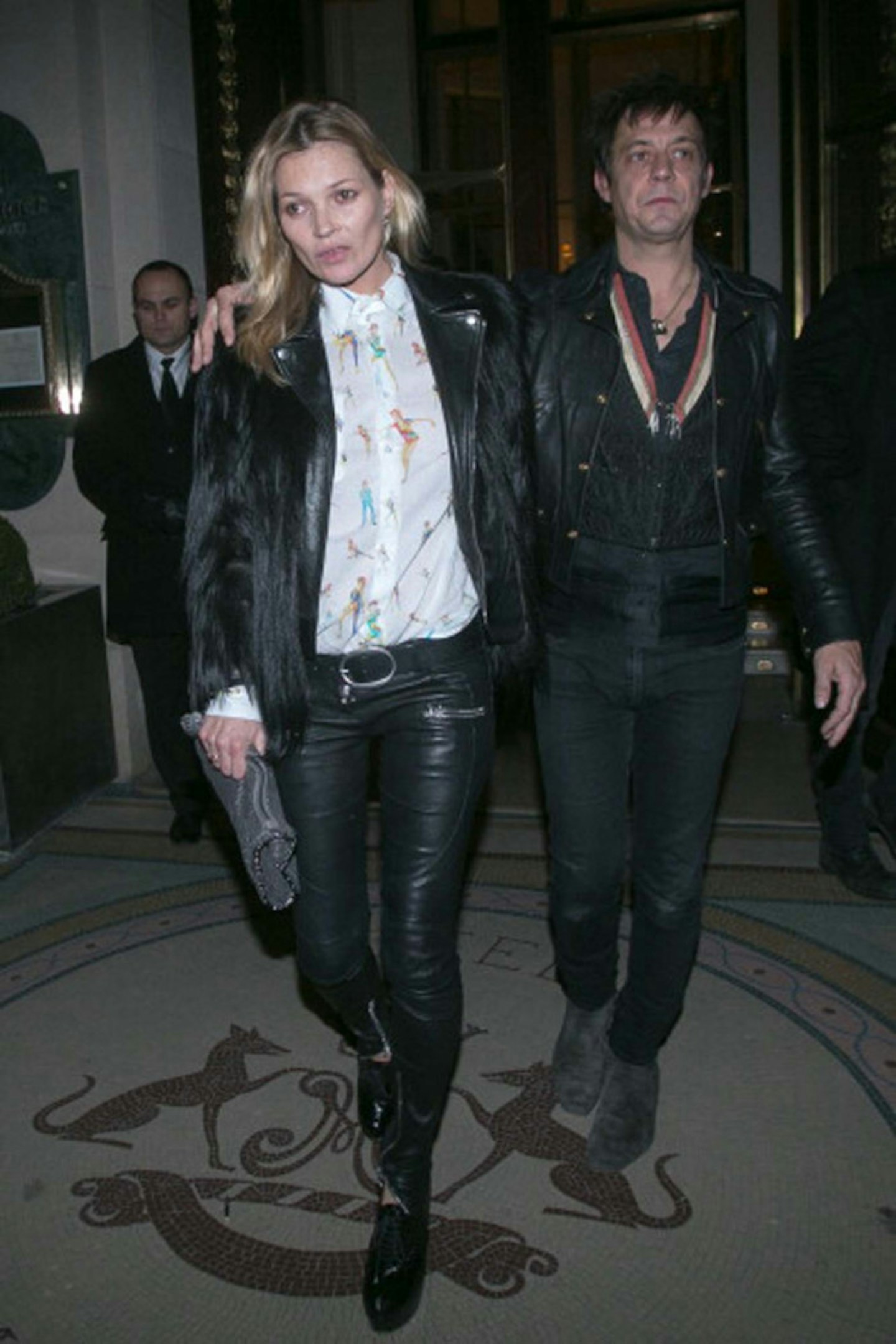 Kate Moss and Jamie Hince leave the Meurice hotel, 1 March 2014