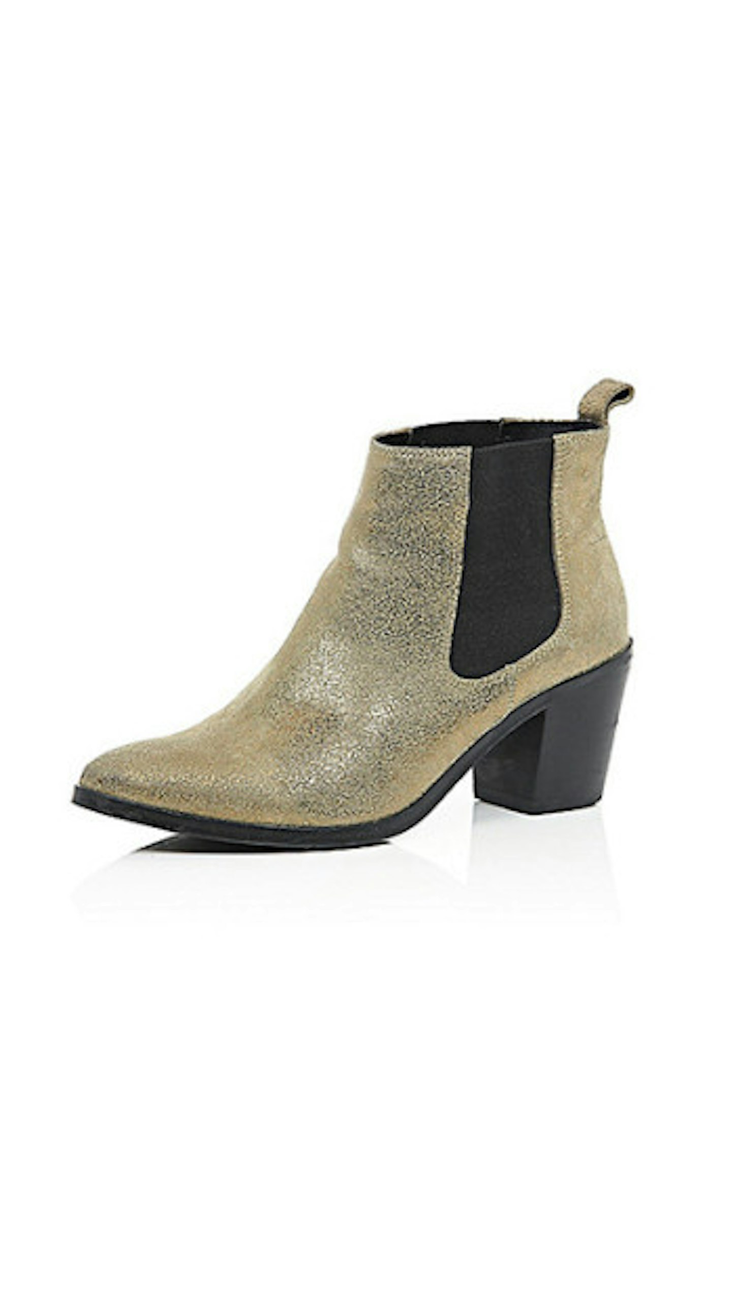 Gold leather mid heel Chelsea boots, £45