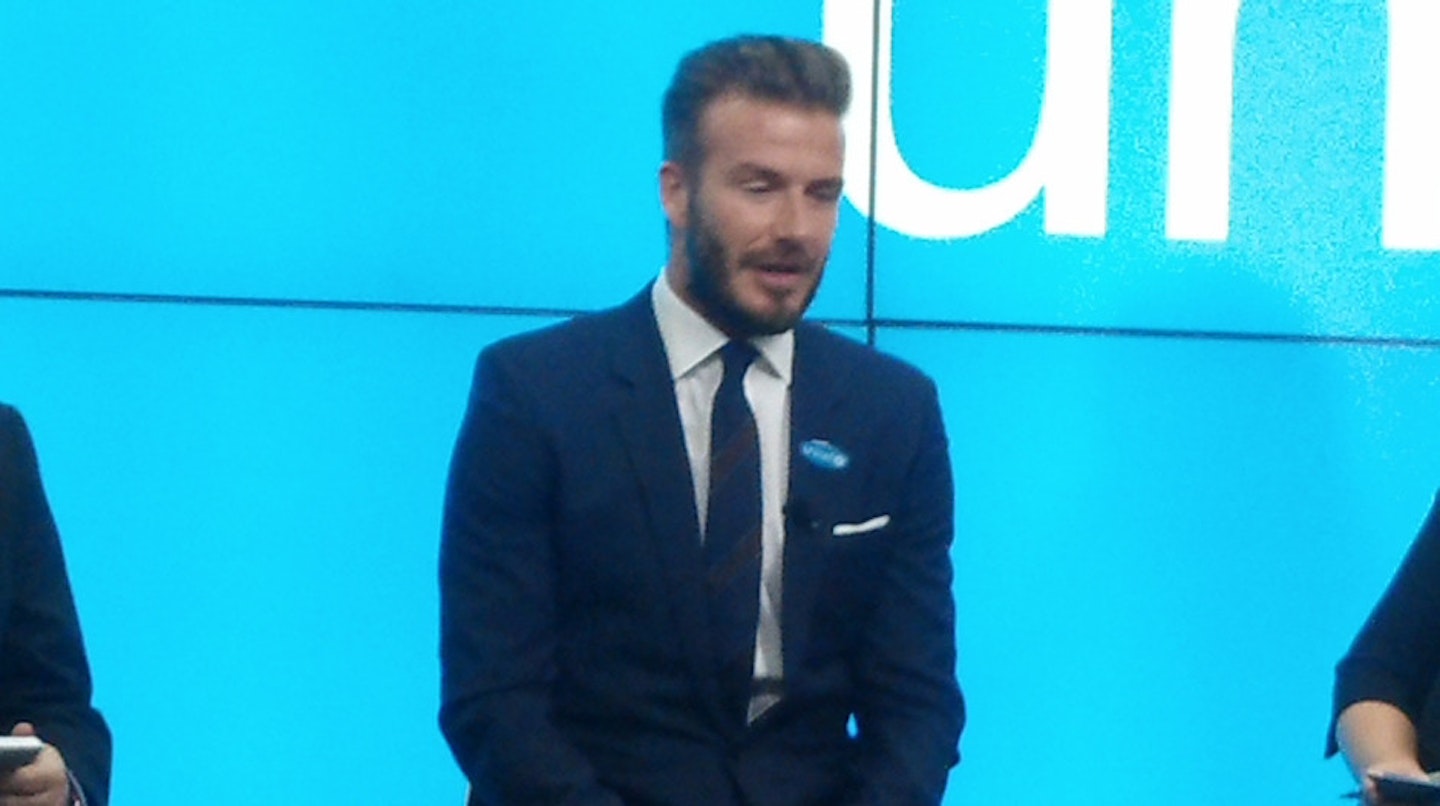 David Beckham speaking at the Unicef press conference