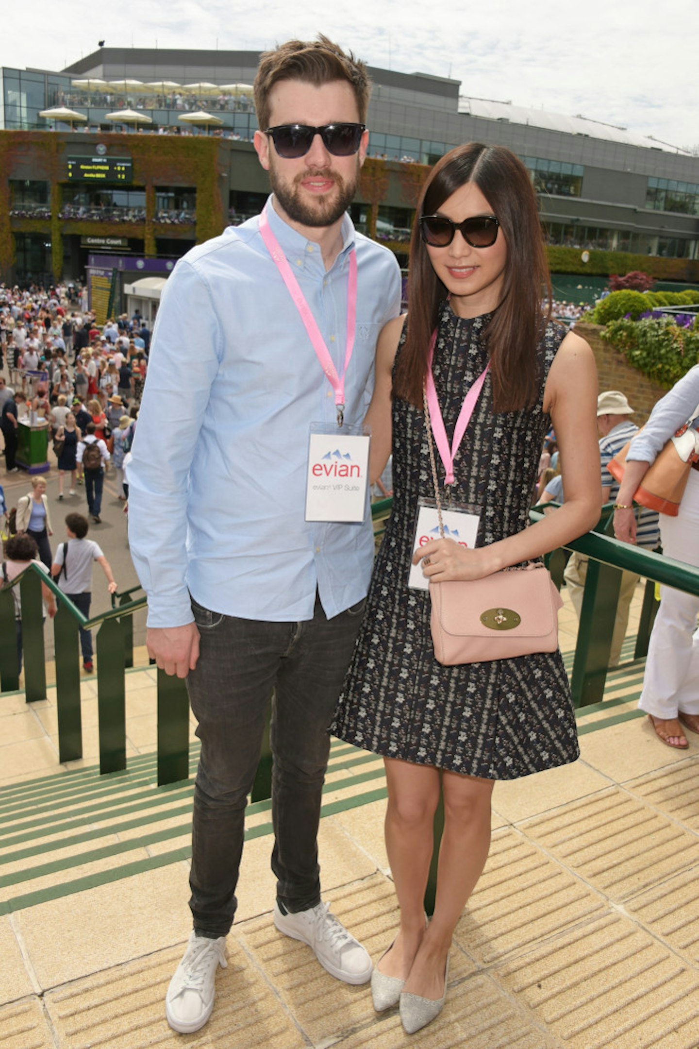 Jack Whitehall and Gemma Chan at the evian Live young Suite 2015