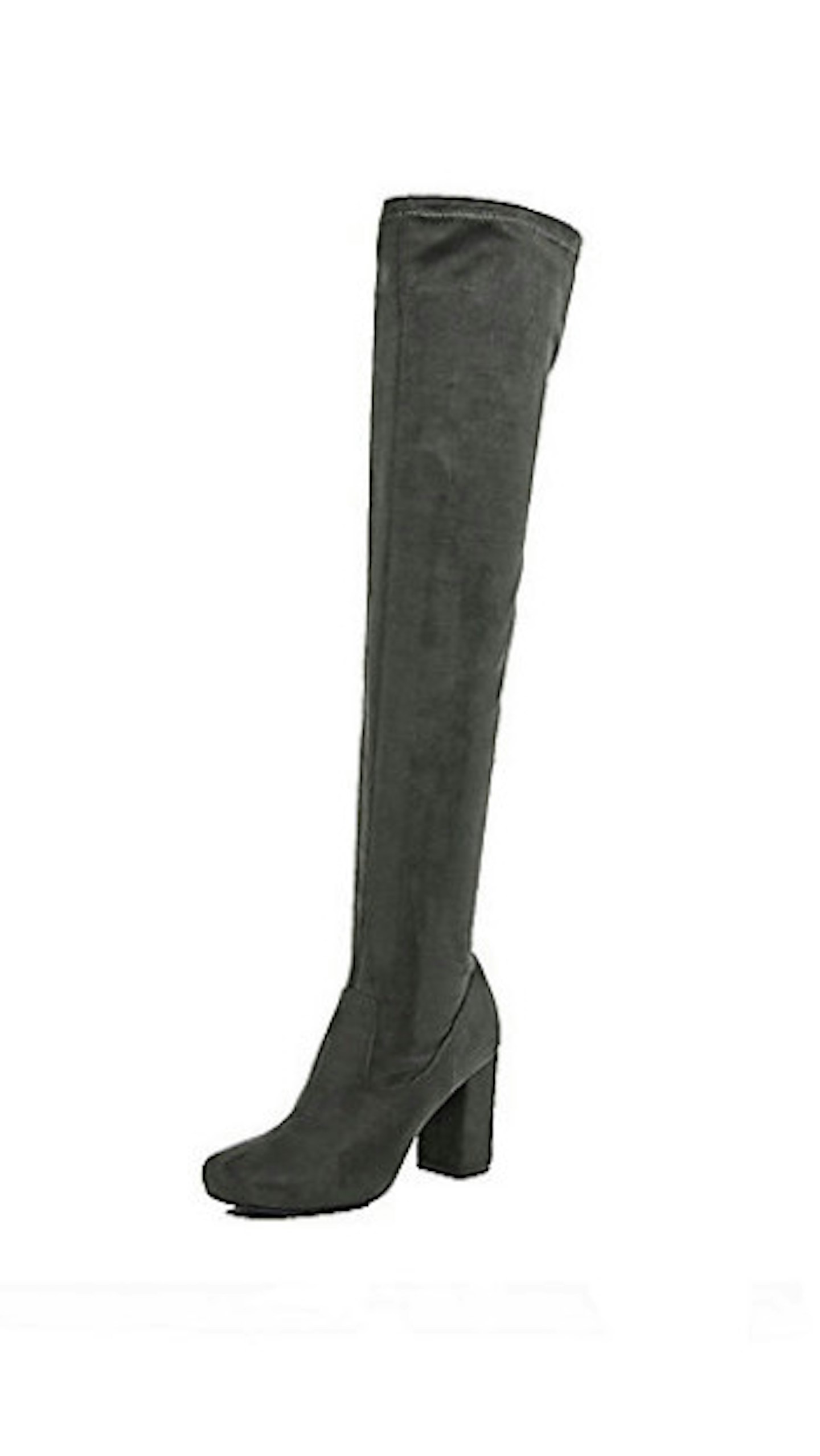 Grey faux suede over the knee boots, £75