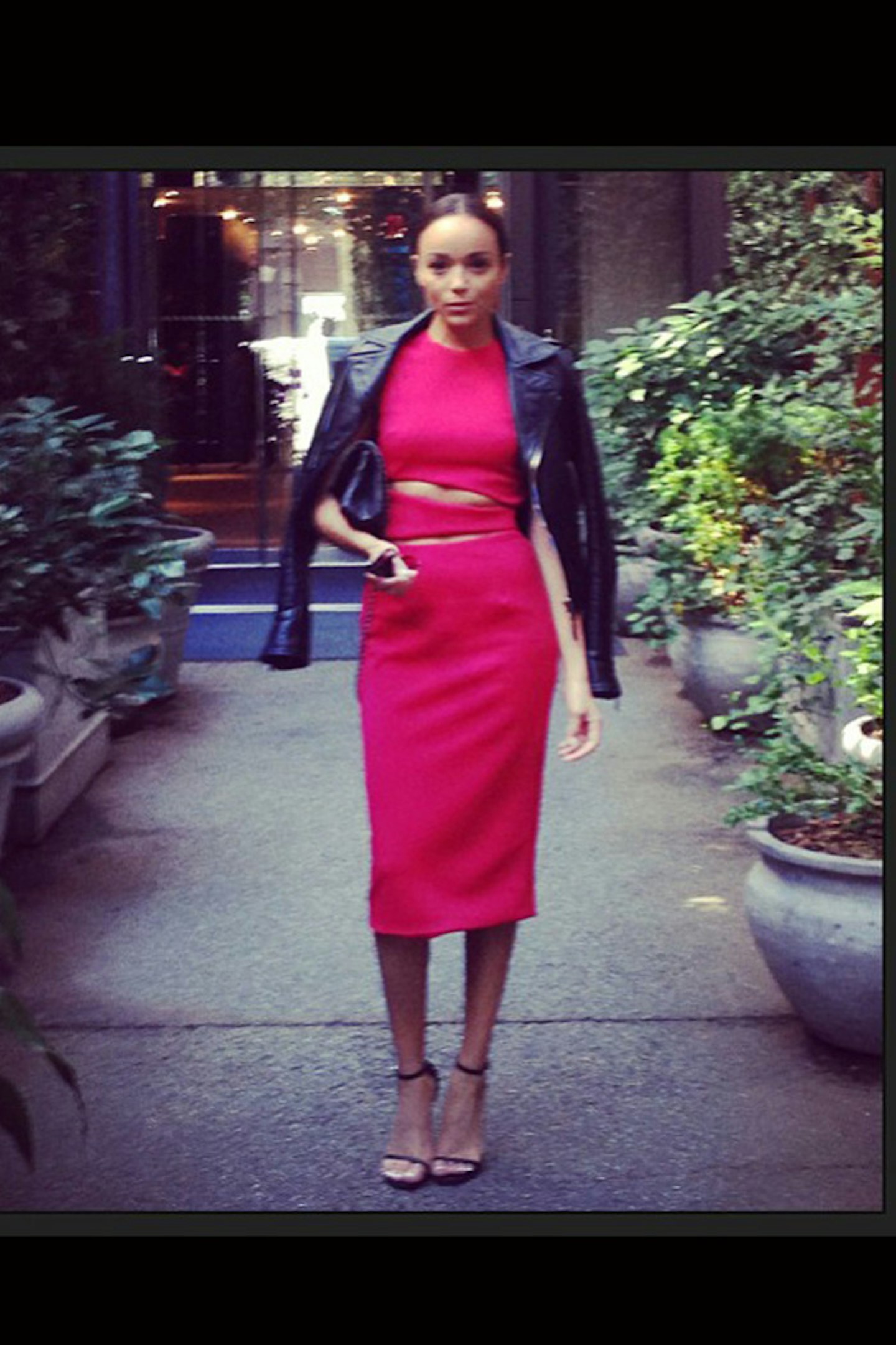 @smashleybell: My full @cushnieetochs look Dress: @cushnieetochs. Jacket: Balenciaga. Shoes: Saint Laurent. Bag: Chanel. #nyfw