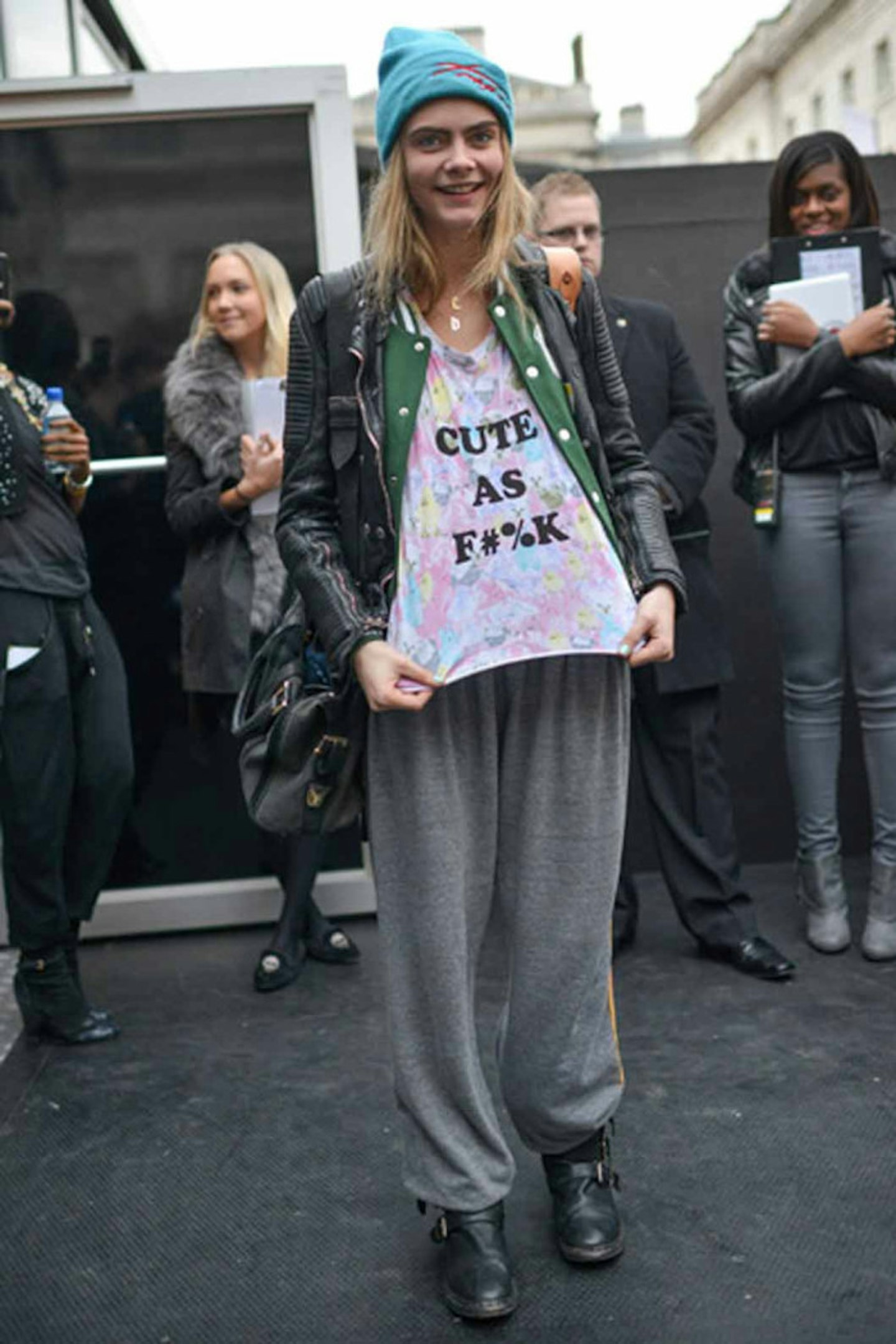 Cara Delevingne style london fashion week cute t shirt
