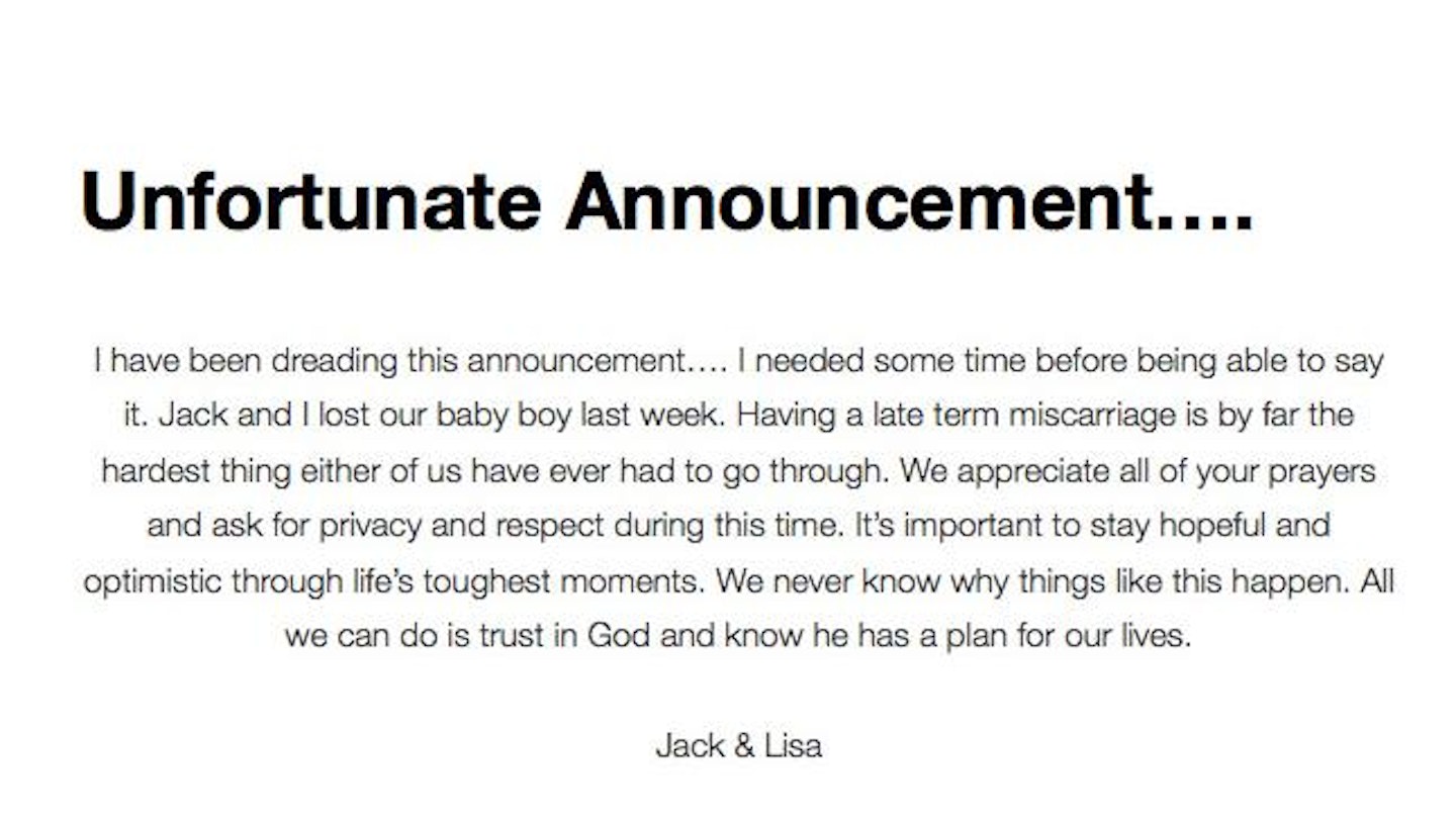 Lisa announced the sad news on her blog