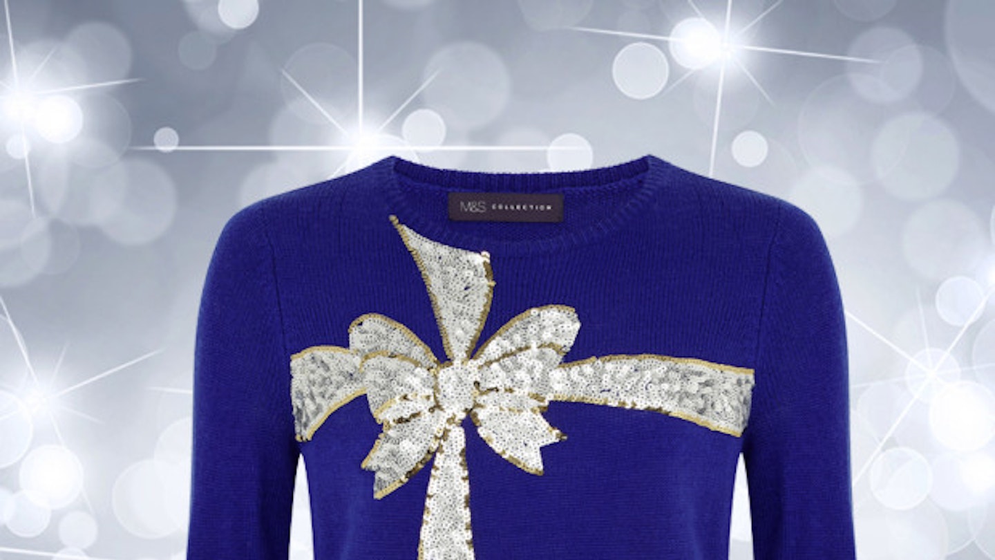 black-friday-buys-marks-and-spencer-blue-sequin-present-christmas-jumper