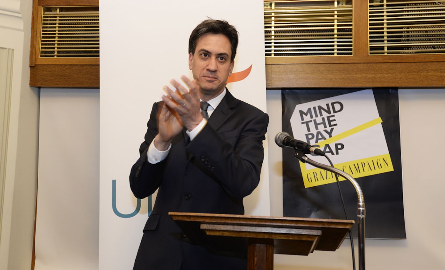 Ed Miliband shows his support for the Mind The Pay Gap campaign [Pic: Getty]