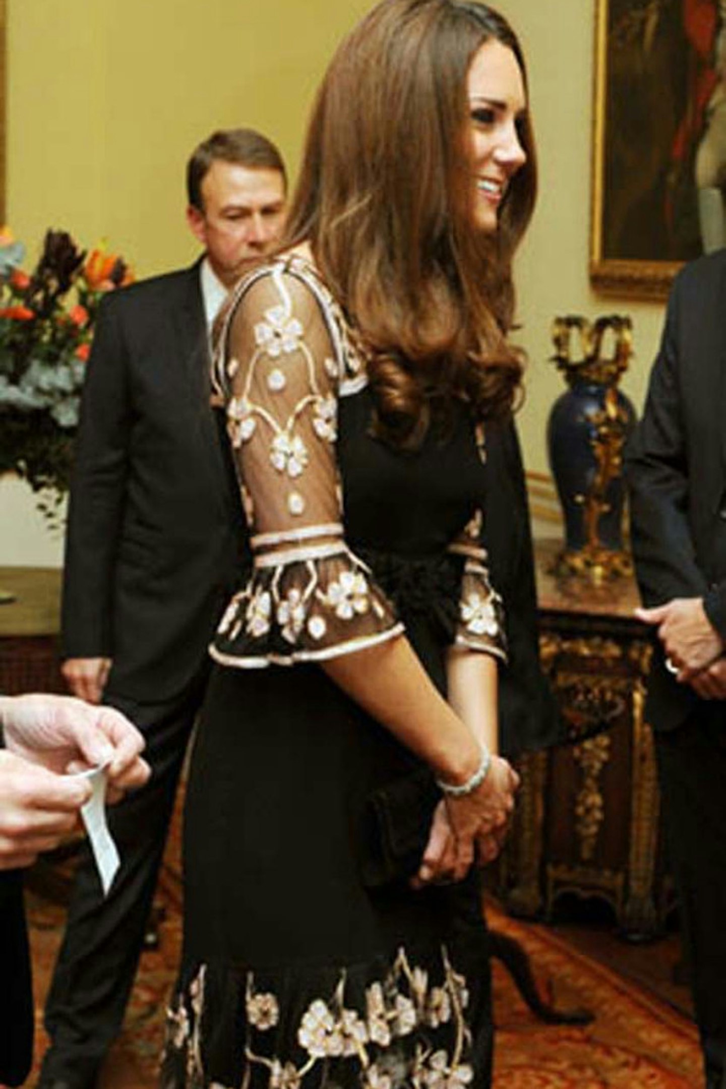 Kate Middleton wears Alice Temperley dress, Royal Reception for Team GB at Buckingham Palace, 23 October 2012