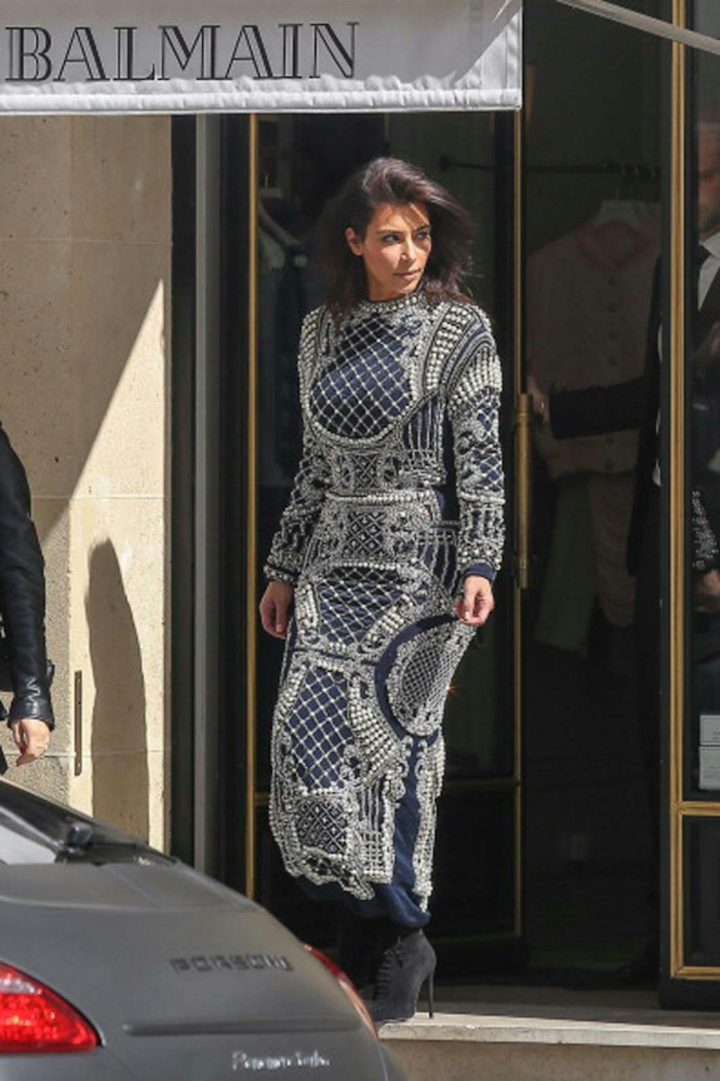 Kim Kardashian style patterned dress