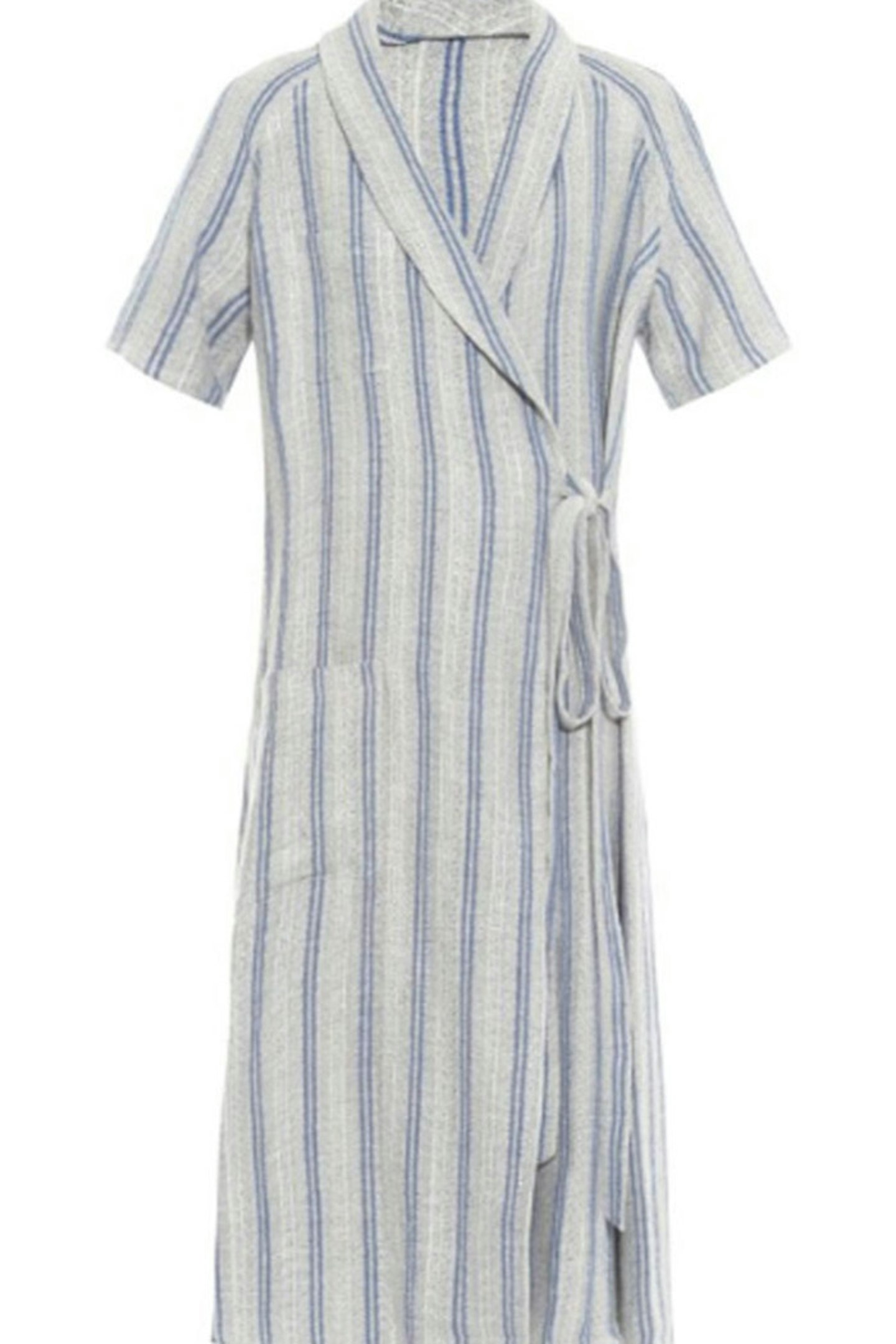 J.W. ANDERSON Striped cotton and linen-blend wrap dress