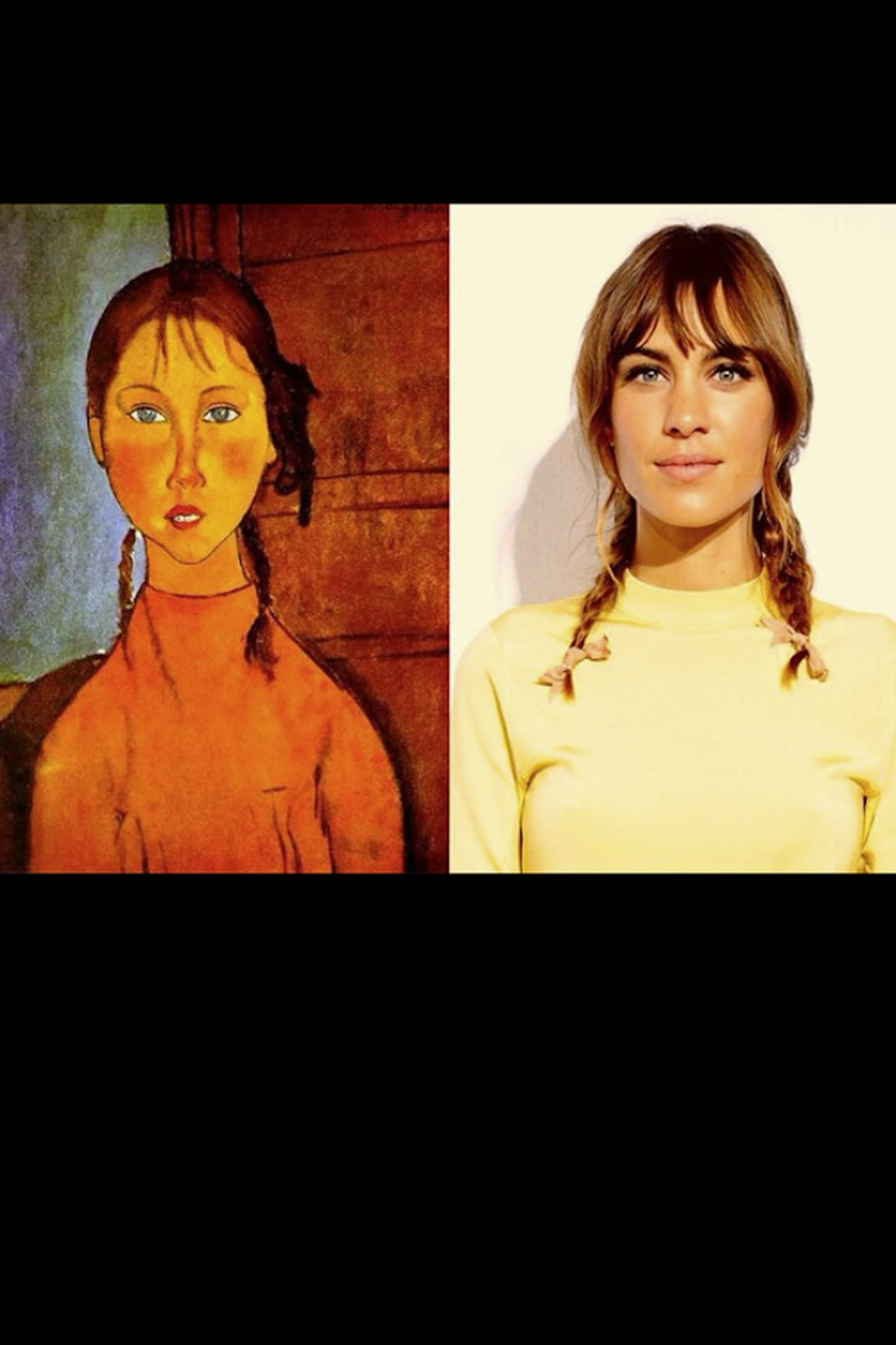Art-lexa Chung: "Girl With Braids" by Amedeo Modigliani (1918) / Alexa With Braids (Getty Images).