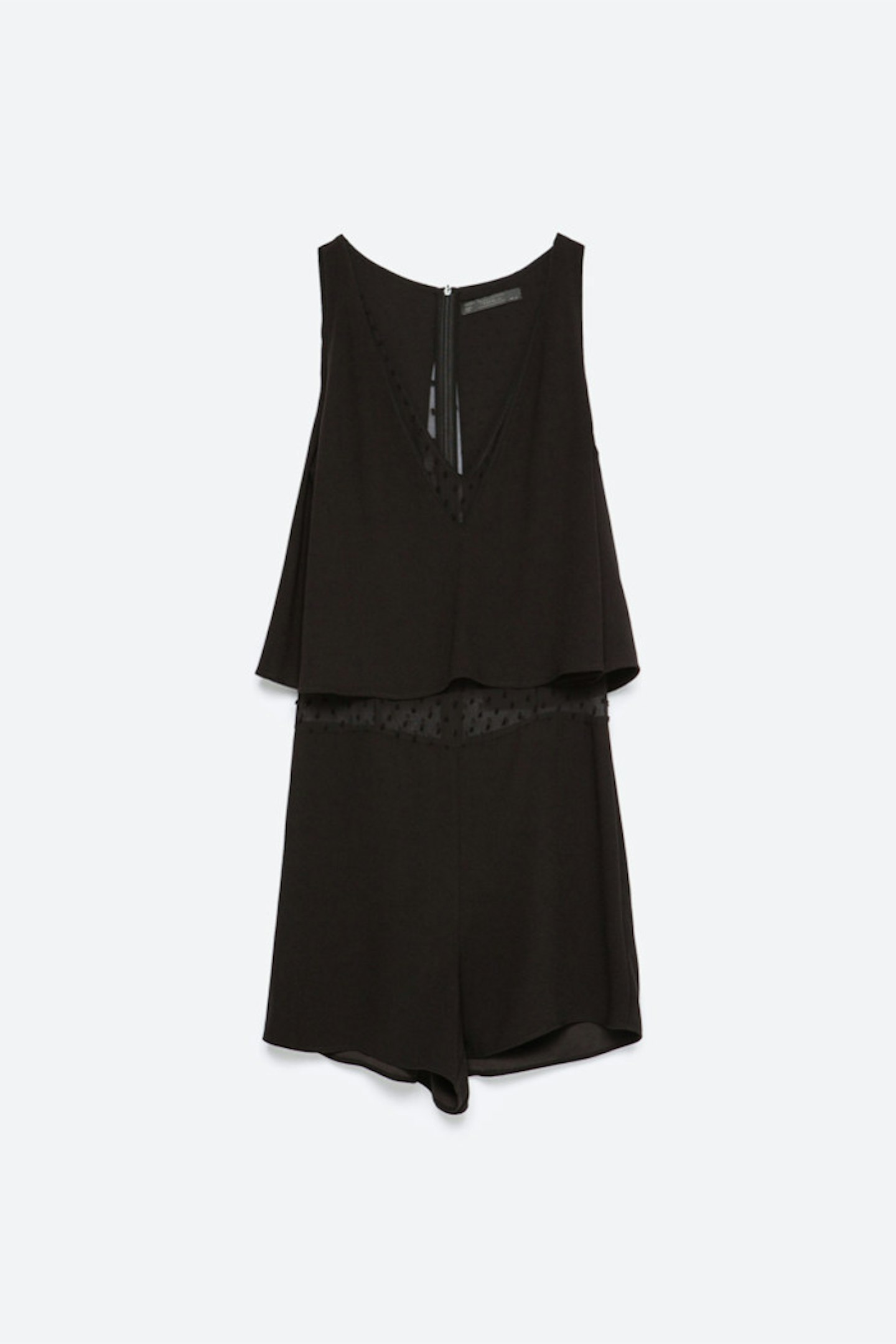 The sheer fabric adds an interesting twist to this classic V neck playsuit.