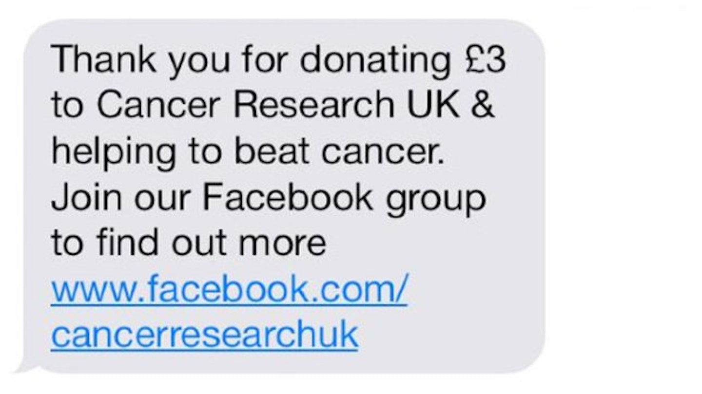 This is the message you SHOULD have received if you were intending to donate money to Cancer Research UK