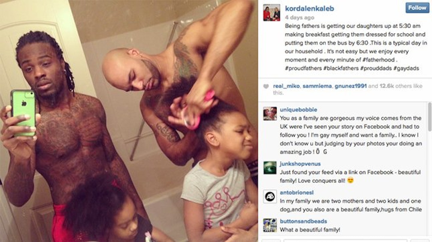 The picture of Kordale and Kaleb getting two of their daughters ready for school started the vile, negative comments
