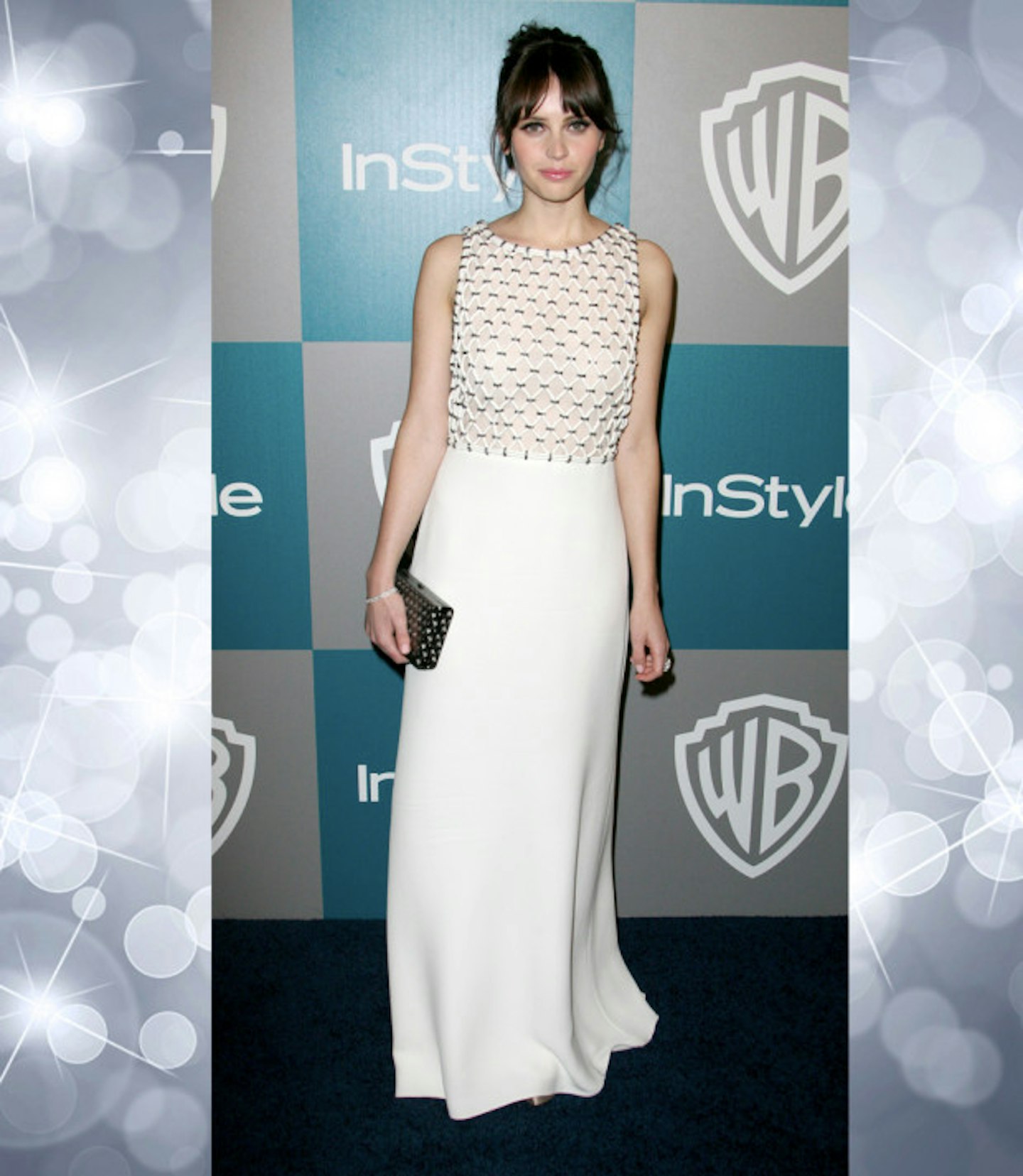 felicity-jones-best-outfits-white-embellished-maxi-dress