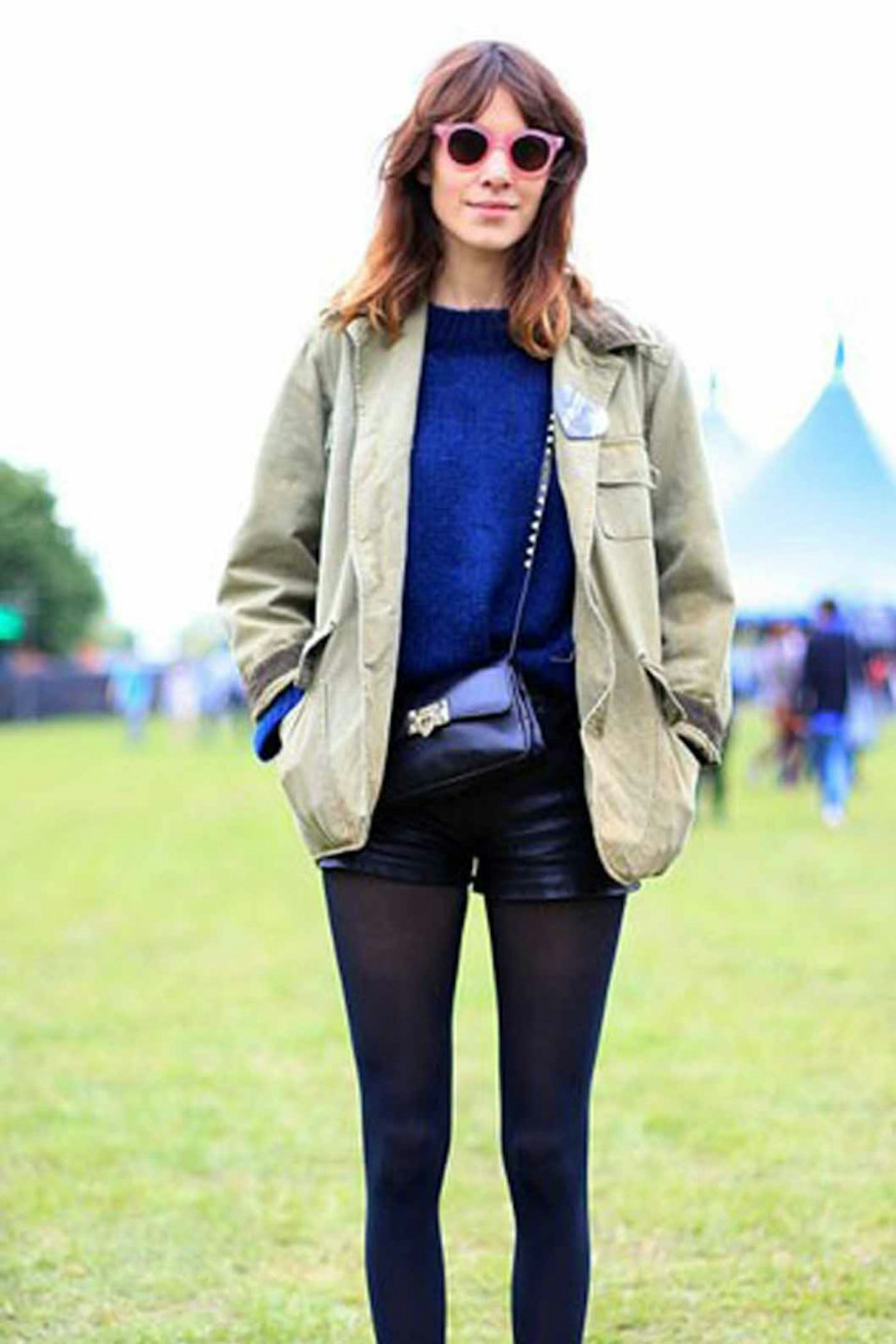 Alexa Chung style leather shorts ankle boots