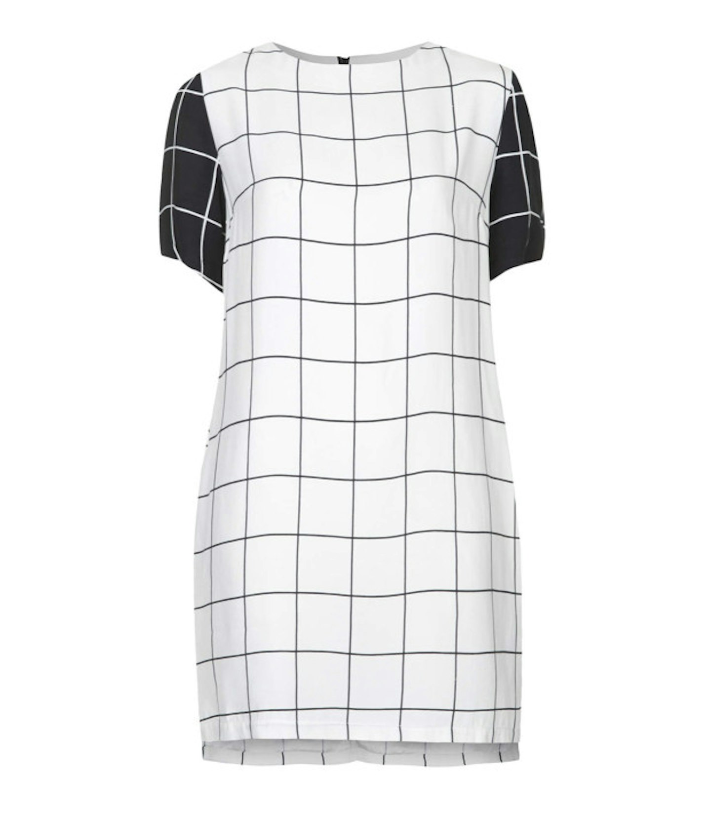 Contrasting grid print shift dress
