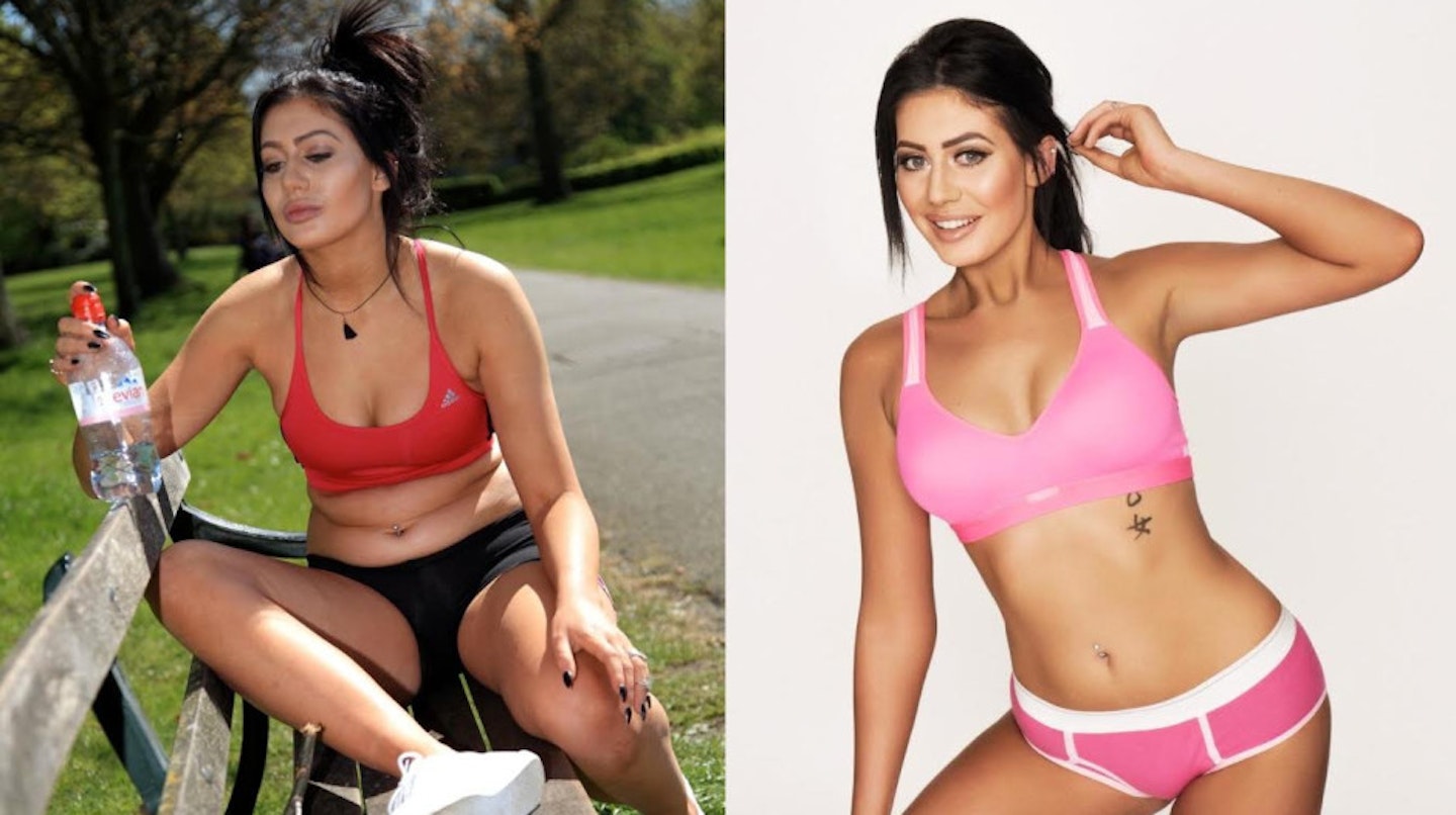 Chloe Etherington weight loss side by side pink