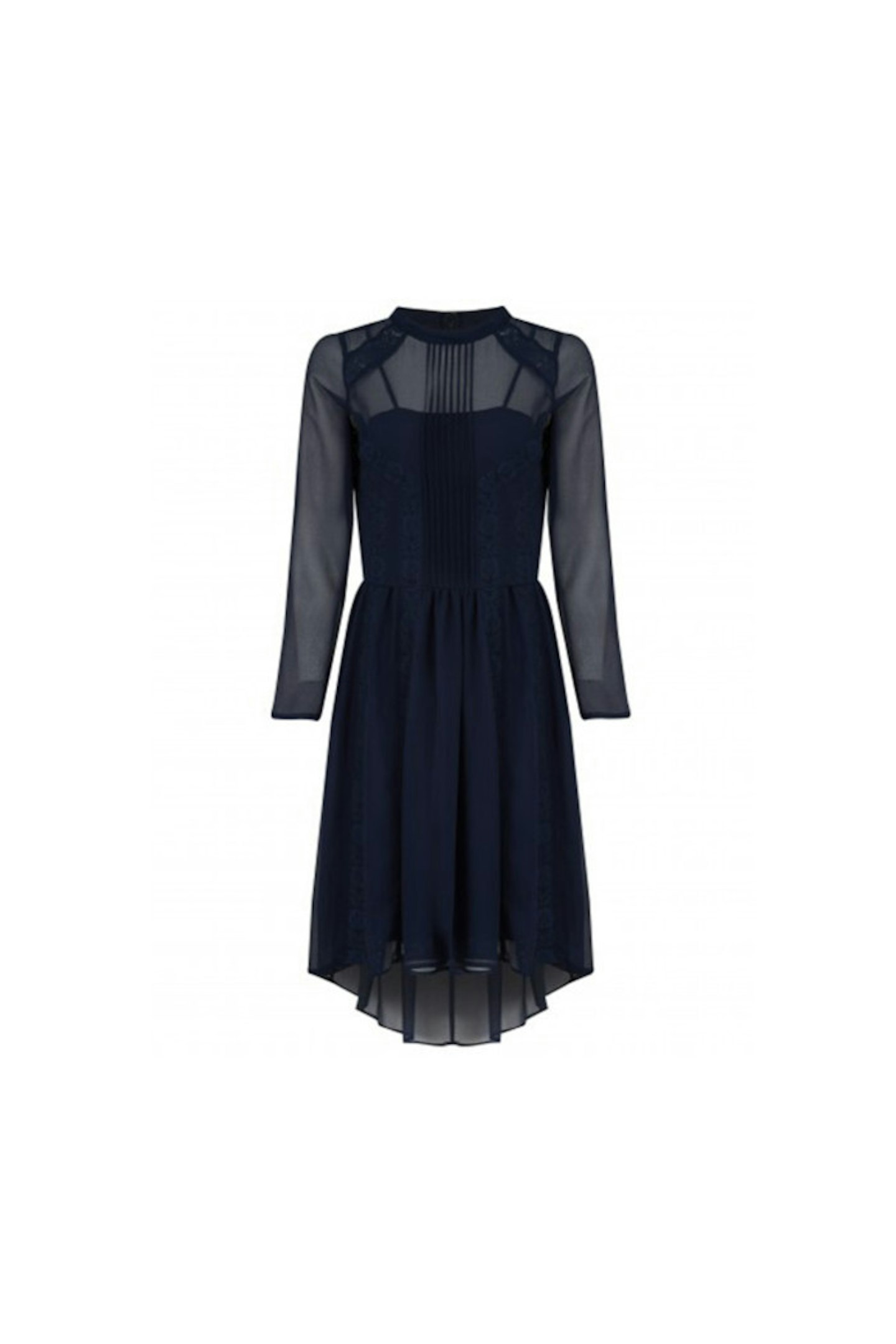 Pair this victoriana-inspired mid length dress with strappy heels.
