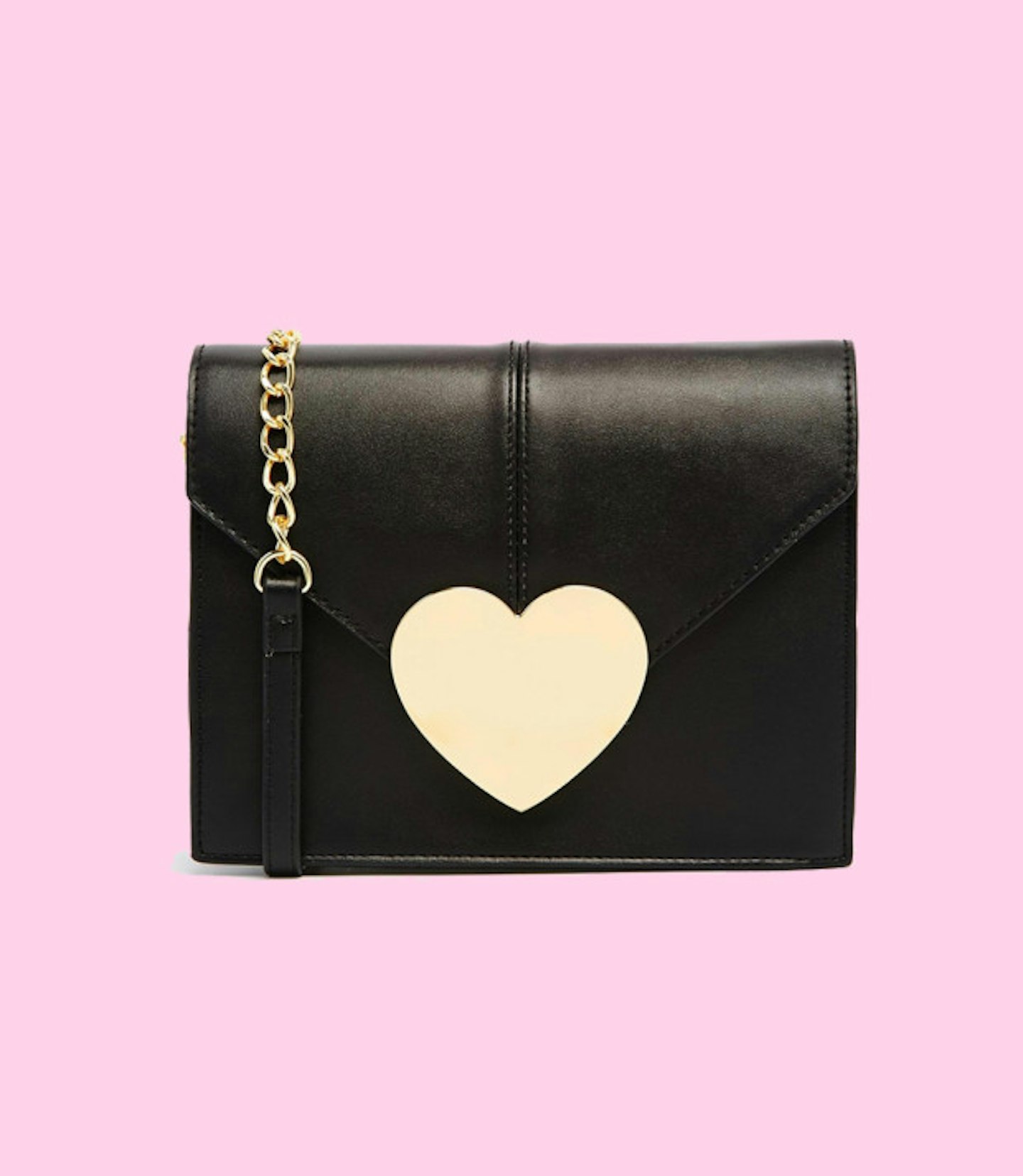 Black bag with metallic heart clasp