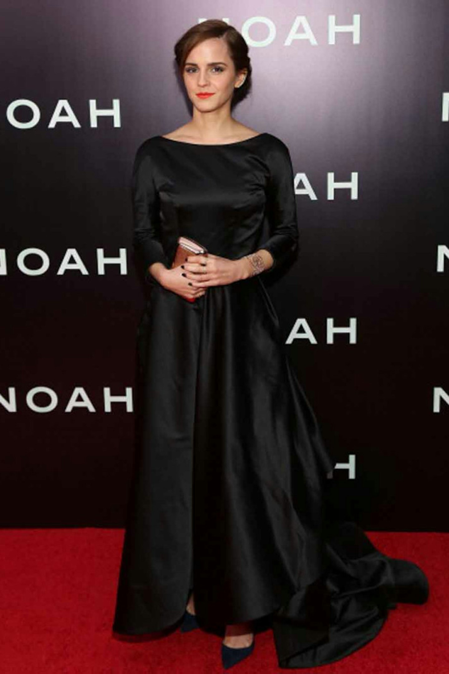 Emma Watson style oscar de la renta black full length dress