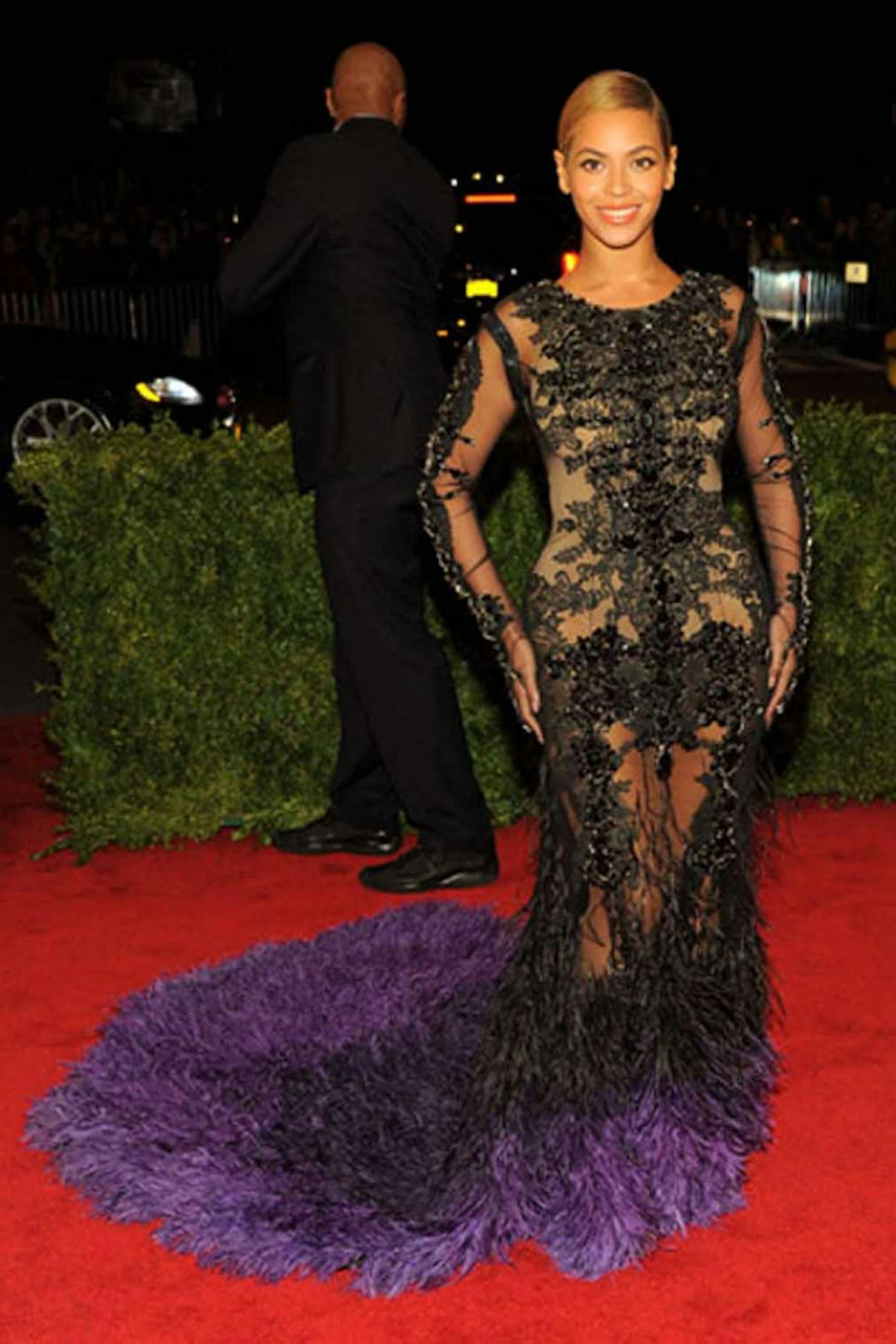 Beyonce style givenchy haute couture ruffle black purple dress