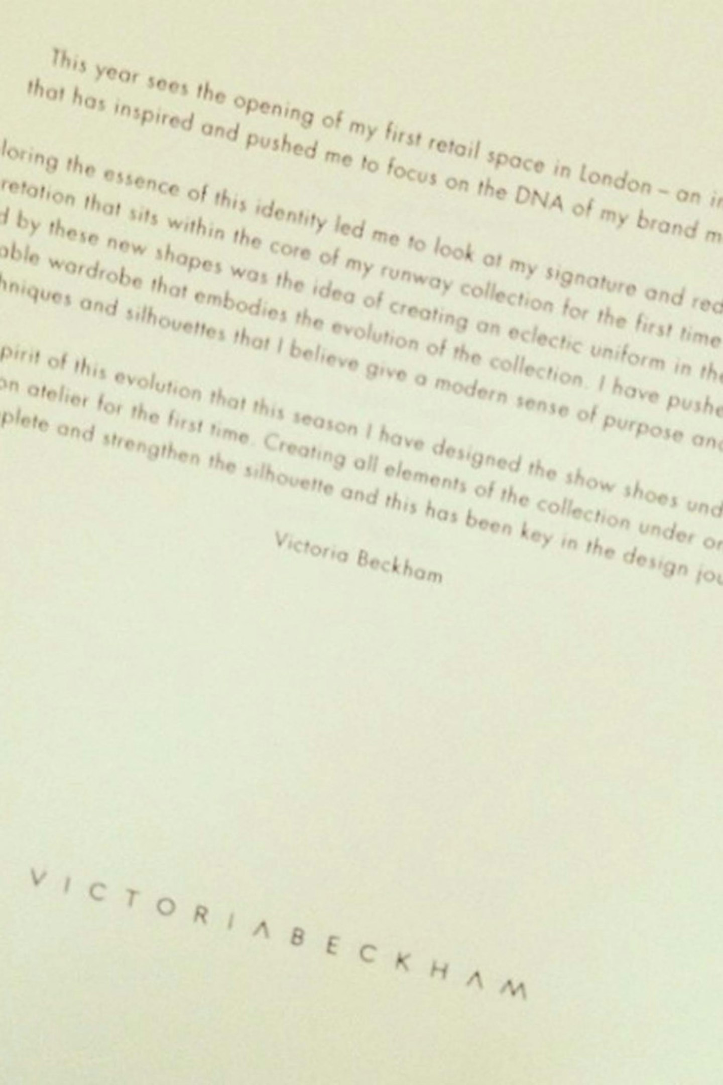 @grazia_live: Show notes @victoriabeckham ... We're about to see her debut shoe collection, designed in her London atelier!
