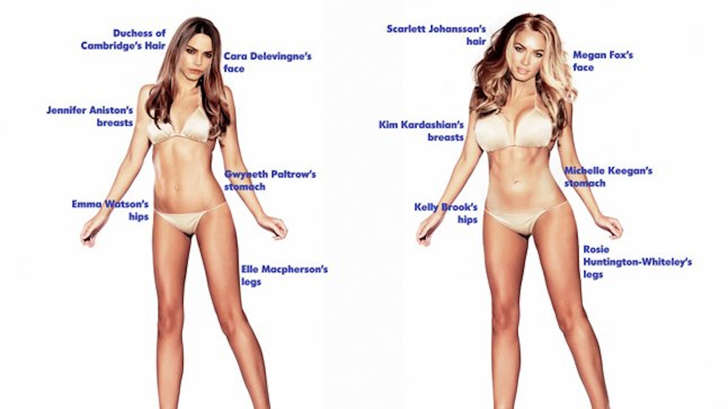 The perfect woman according to other women (left) and according to men (right)