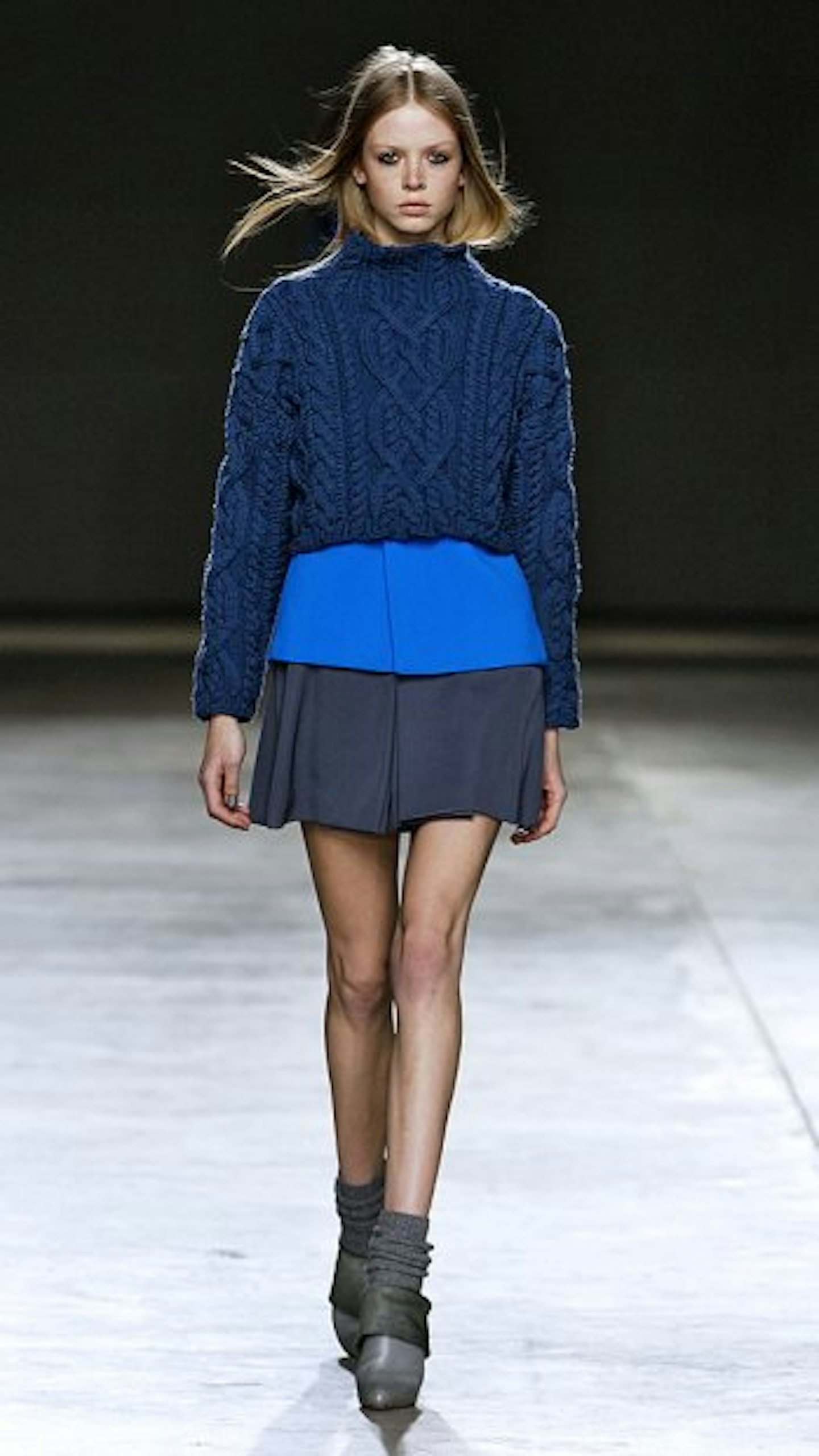 The Cropped Navy Cable Knit