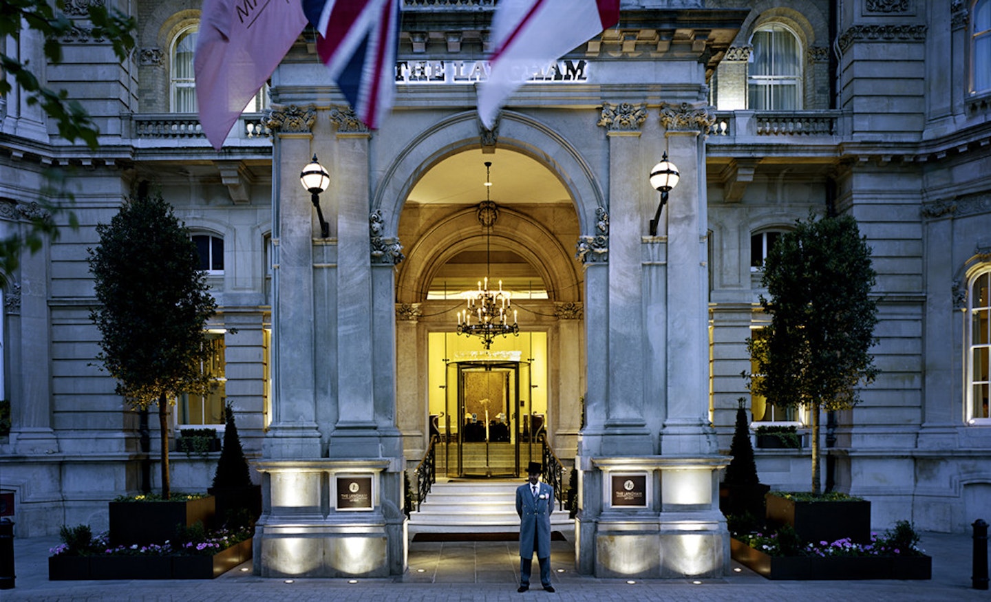 The Langham hotel provides an unusual backdrop