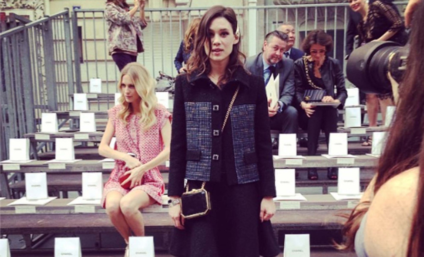 @Grazia_Live: Astrid Berges-Frisbey looking tres bon on the FROW (with a photobomb from Poppy Delevingne)