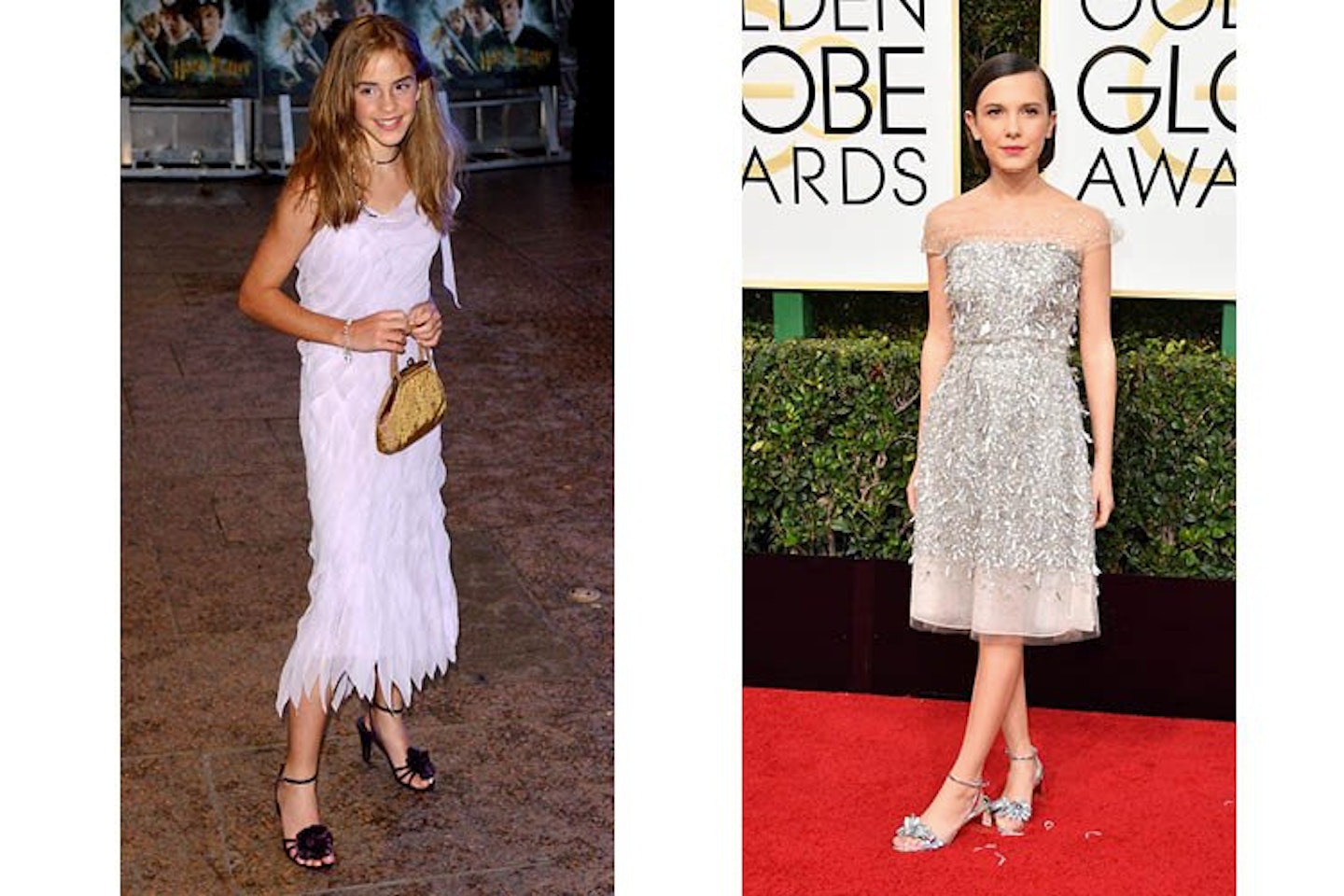 Young Emma Watson VS Millie Bobby Brown Style Fashion Throwback Dress